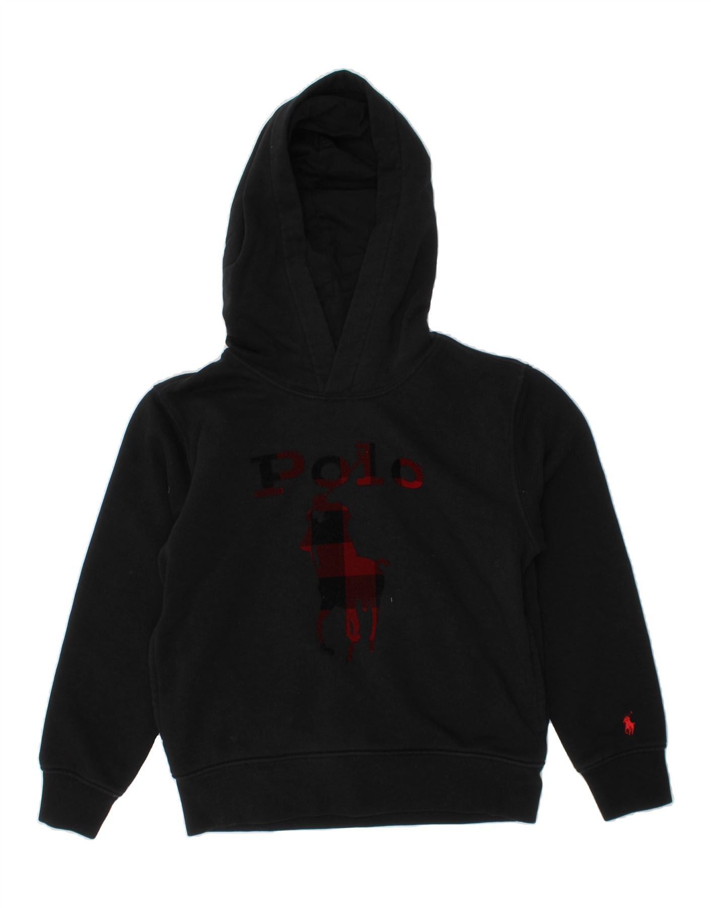Polo Ralph Lauren Boys Graphic Hoodie Jumper 5-6 Years Black Cotton Size XXL / US 16-18 / IT 52-54 - 1 Thumbnail