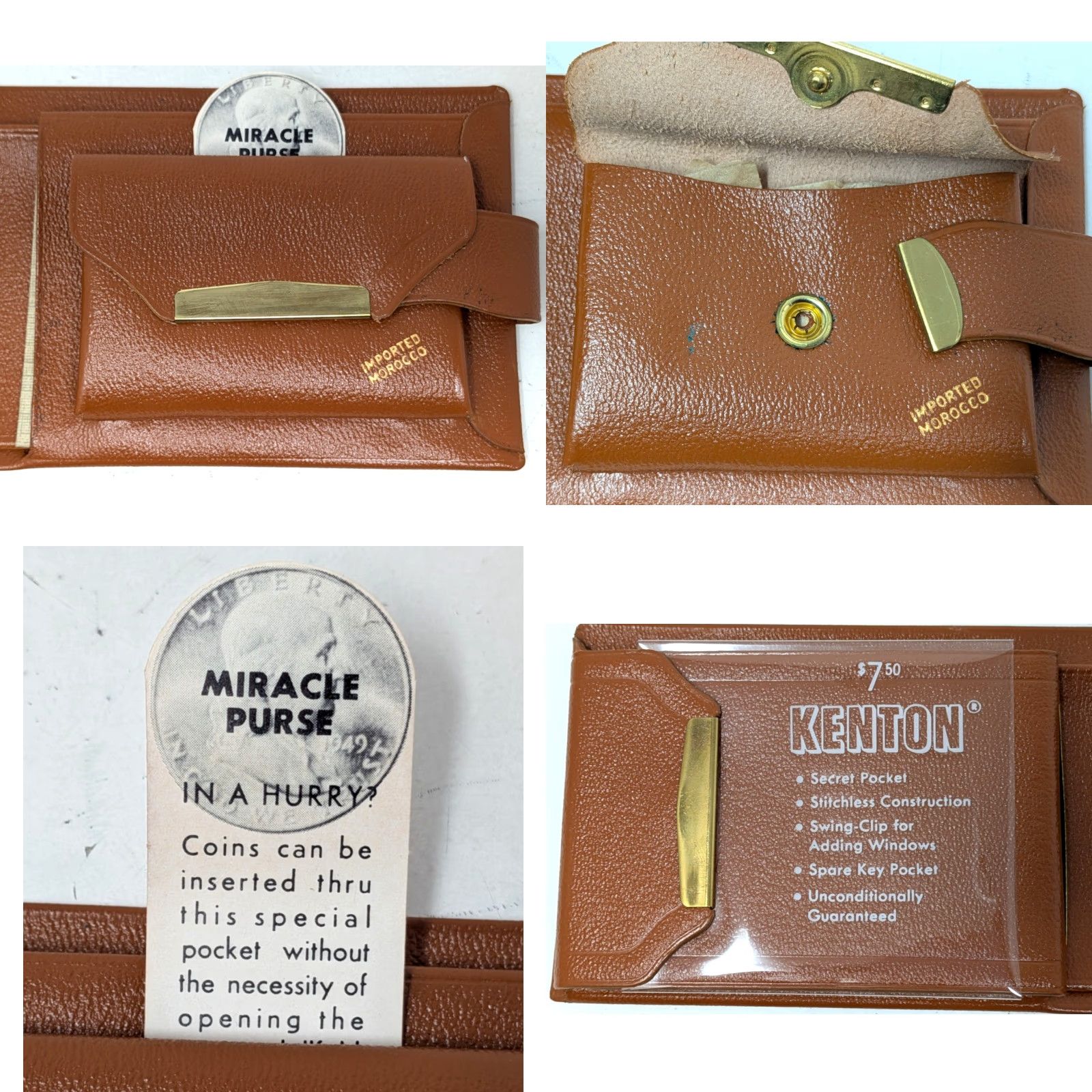 Vintage VINTAGE Kenton Wallet Women Morocco Brown Leather Billfold Miracle Purse Imported Size ONE SIZE - 8 Thumbnail