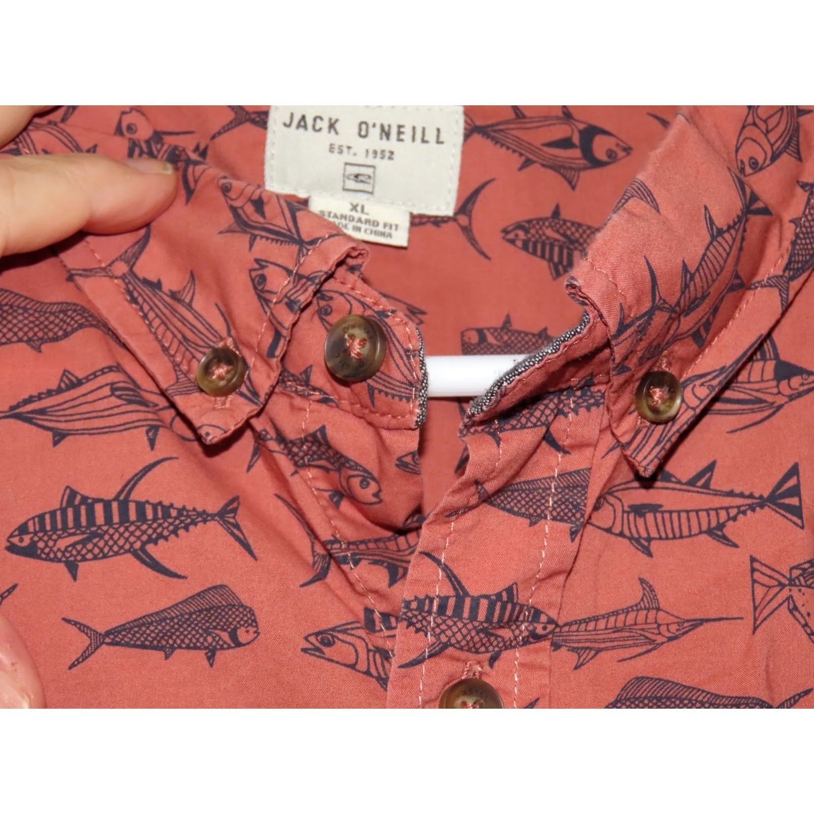 O'Neill Jack O'Neill Button-Up Short Sleeve Shirt Men's XL Brown Hawaiian Casual Shirt Fish Graphic Ocean All Over Size US XL / EU 56 / 4 - 6 Thumbnail