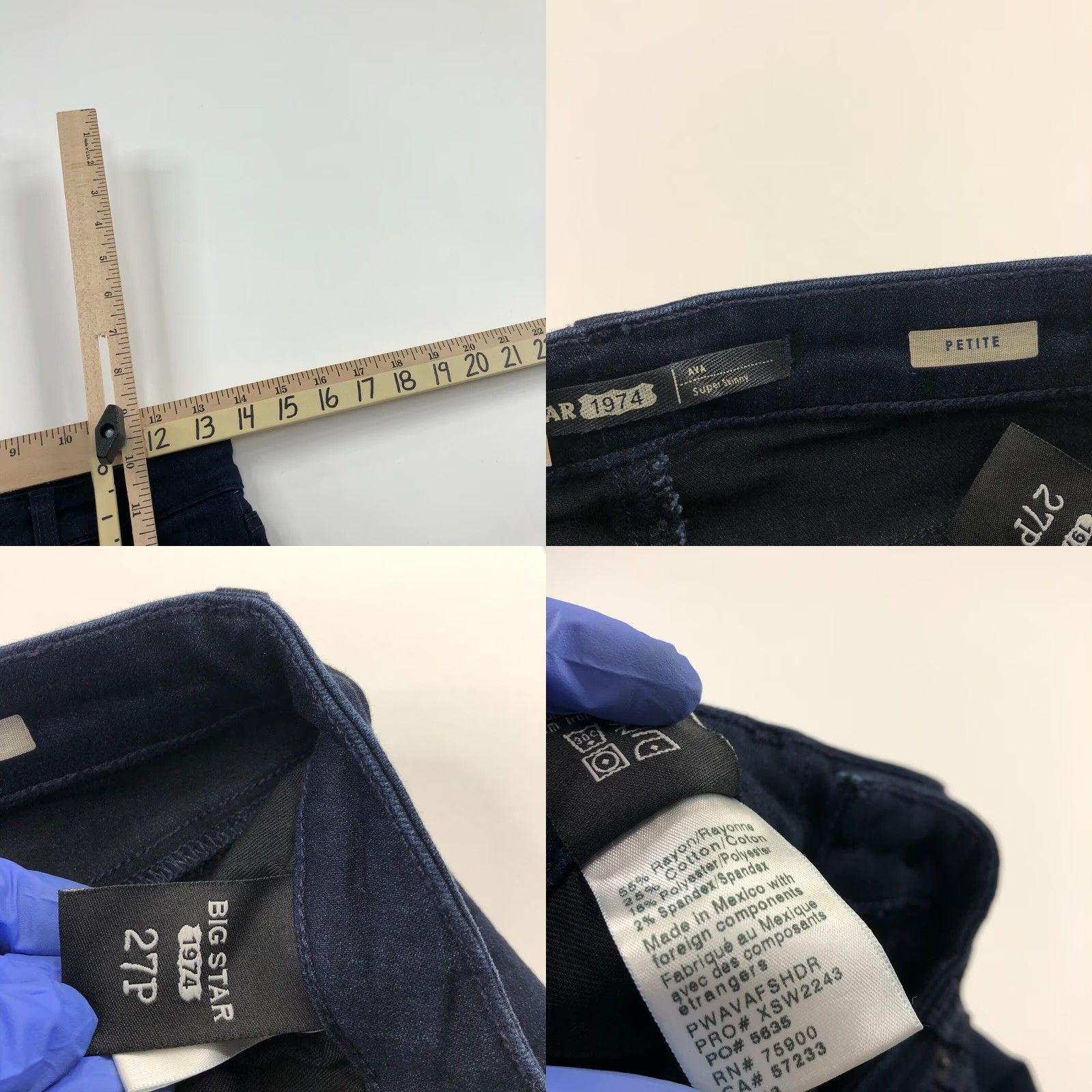 Vintage Big Star Ava Mid Rise Super Skinny 27P Jeans Women 27W 27L Blue Solid 5-Pocket Denim Fashion Jeans Size 27" / US 4 / IT 40 - 8 Thumbnail