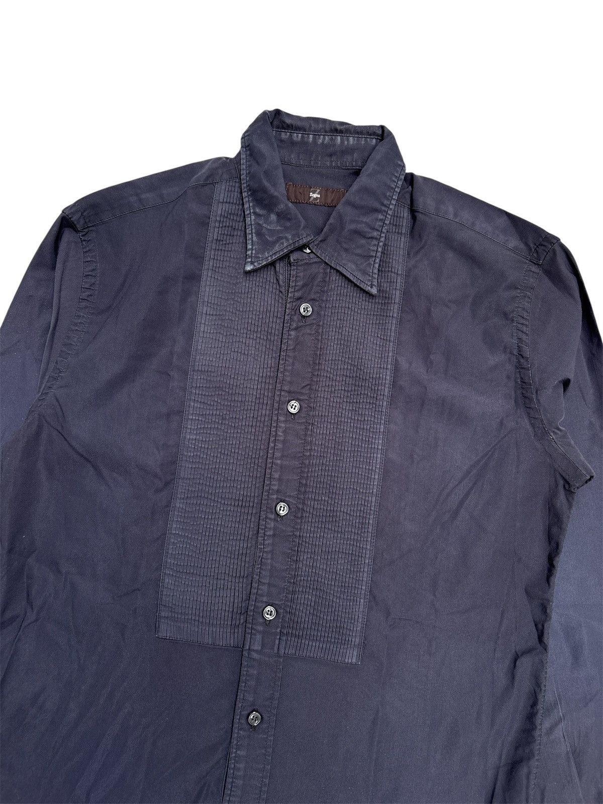 Ermenegildo Zegna Washed Black Tuxedo Shirt Size US M / EU 48-50 / 2 - 2 Thumbnail