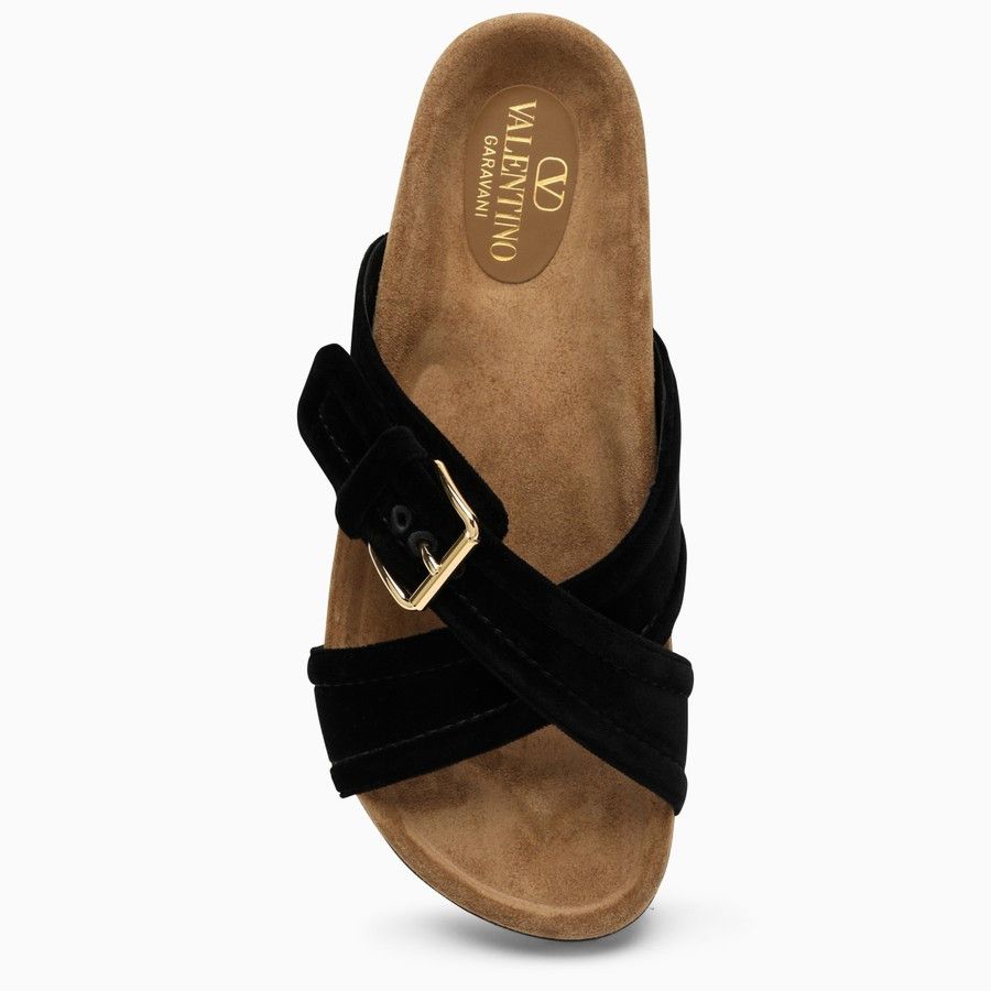 Valentino o1d2blof1024 Velvet Slide in Black Size US 8 / IT 38 - 3 Thumbnail