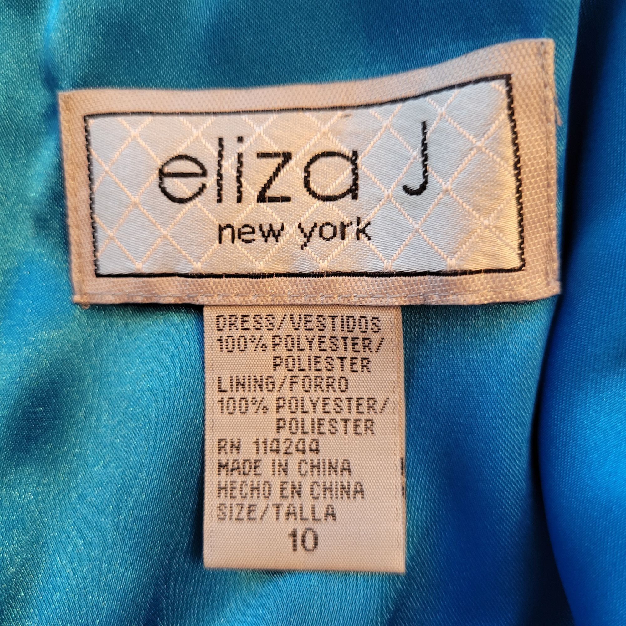 Other Eliza J Blue Sleeveless Satin Faux Wrap Dress 10 Elegant Eve Size L / US 10 / IT 46 - 2 Thumbnail