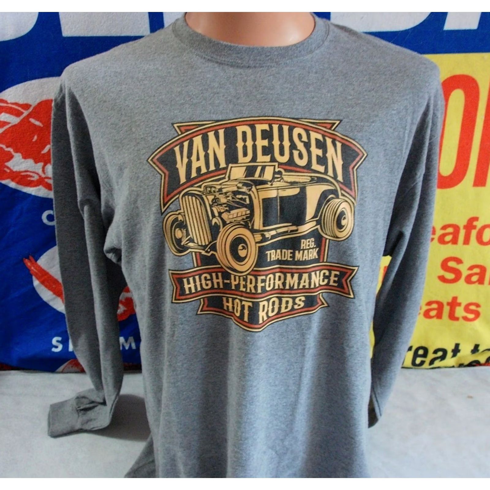 Gildan Vintage Van Deusen Hot Rods Long Sleeve Shirt - Mens XL, Knit - Gray (1998-2029) Size US XL / EU 56 / 4 - 2 Thumbnail