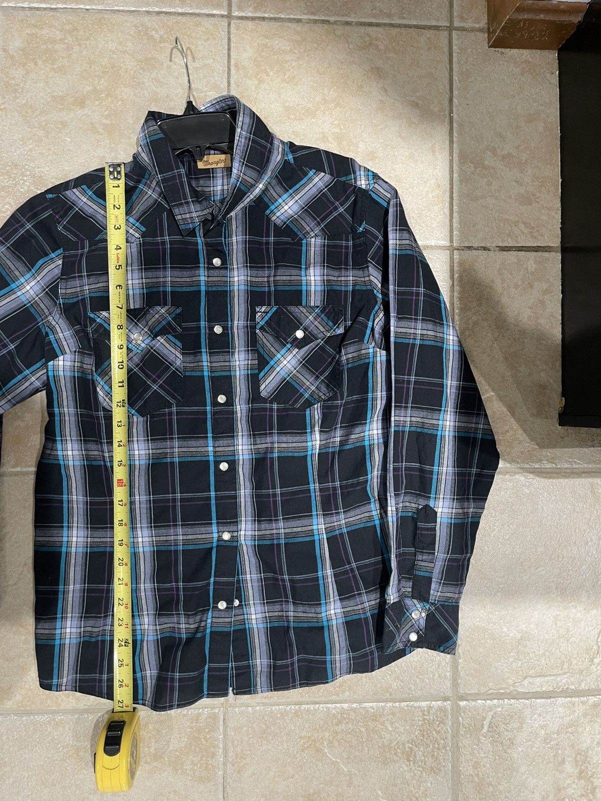 Wrangler Wrangler Western Plaid Snap Button Shirt Black & Turquoise Size US XL / EU 56 / 4 - 6 Thumbnail