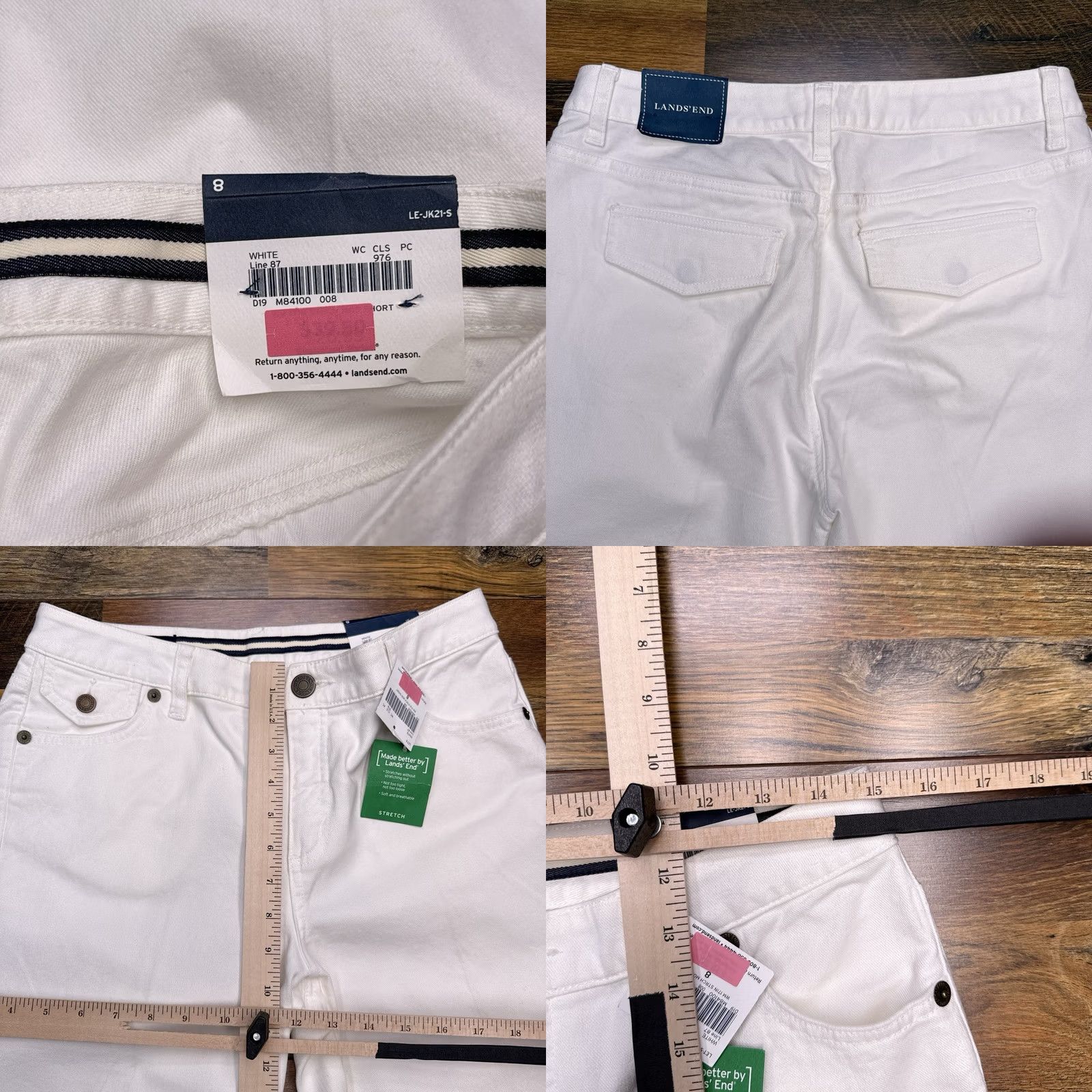 Lands' End Lands' End Bermuda Shorts Womens 8 White Denim Stretch 17 Inseam 5-Pocket Zip Front Mid Rise Sport Casual 30 W Machine Washable Size 30" / US 8 / IT 44 - 8 Thumbnail
