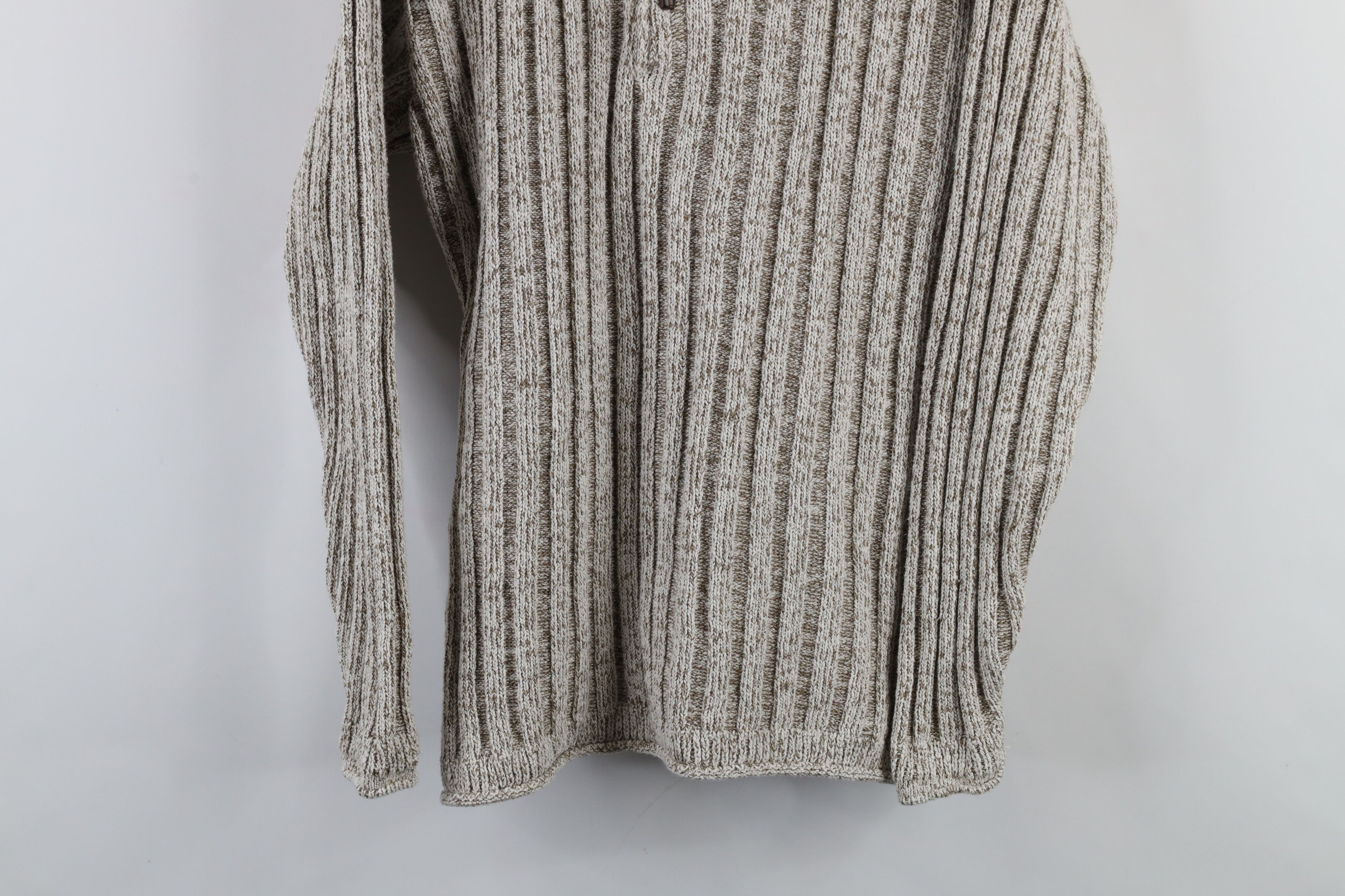Vintage Vintage 90s Streetwear Ribbed Marled Knit Henley Sweater Size L / US 10 / IT 46 - 3 Thumbnail