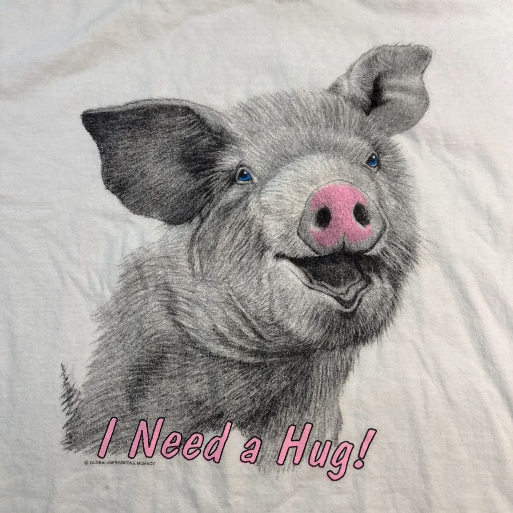 Fruit Of The Loom VINTAGE Fruit of the Loom T-Shirt Pig Animal Graphic White L Adult Mens 80s 90s Barnyard Oink Graphic Print Crew Neck Cotton Size US L / EU 52-54 / 3 - 2 Thumbnail
