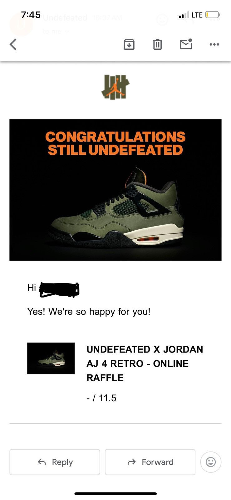 Jordan Brand × Undefeated UNDEFEATED X JORDAN AJ 4 RETRO Size US 11.5 / EU 44-45 - 1 Thumbnail