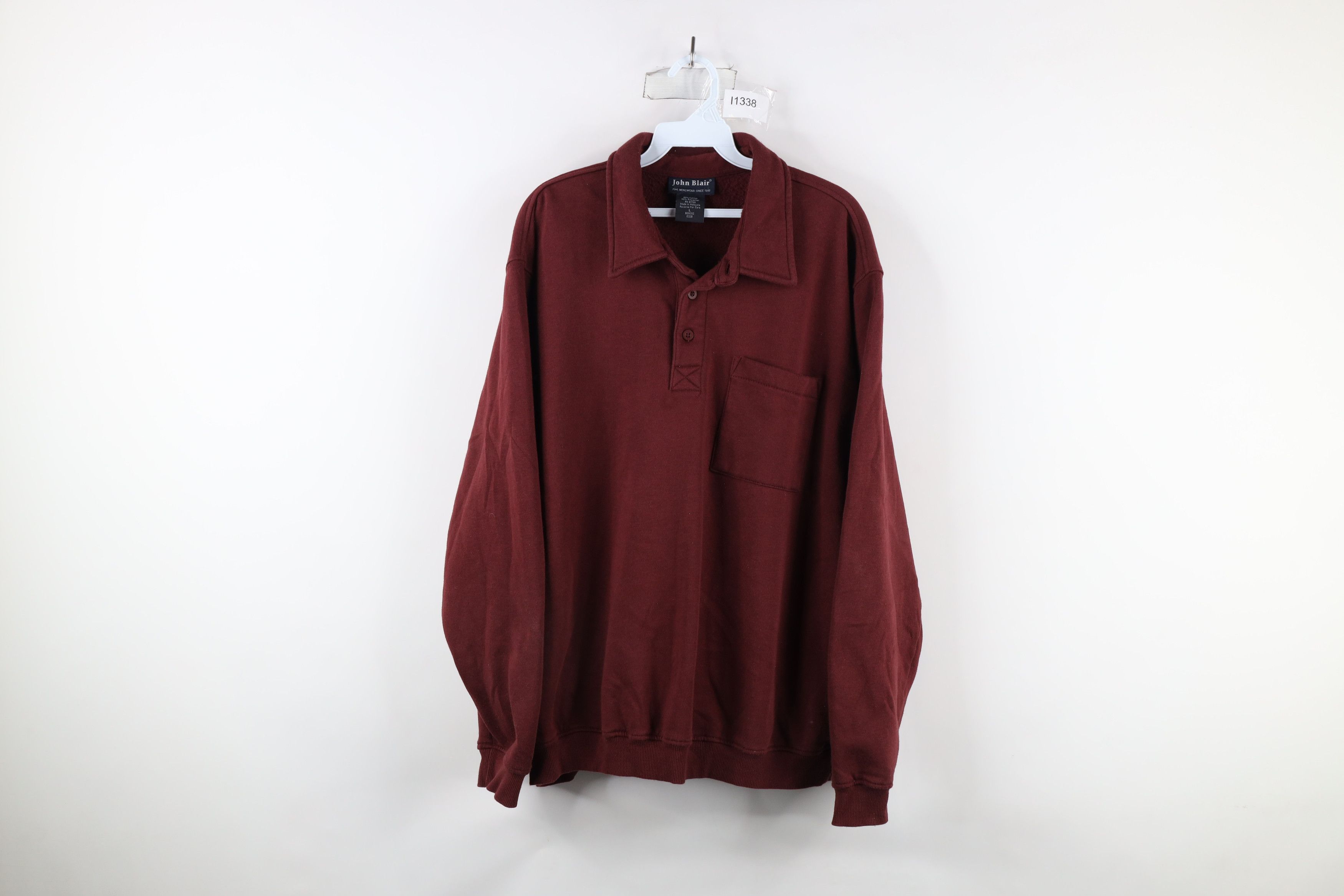 Vintage Vintage 90s Streetwear Collared Pullover Sweatshirt Red Size US L / EU 52-54 / 3 - 1 Thumbnail