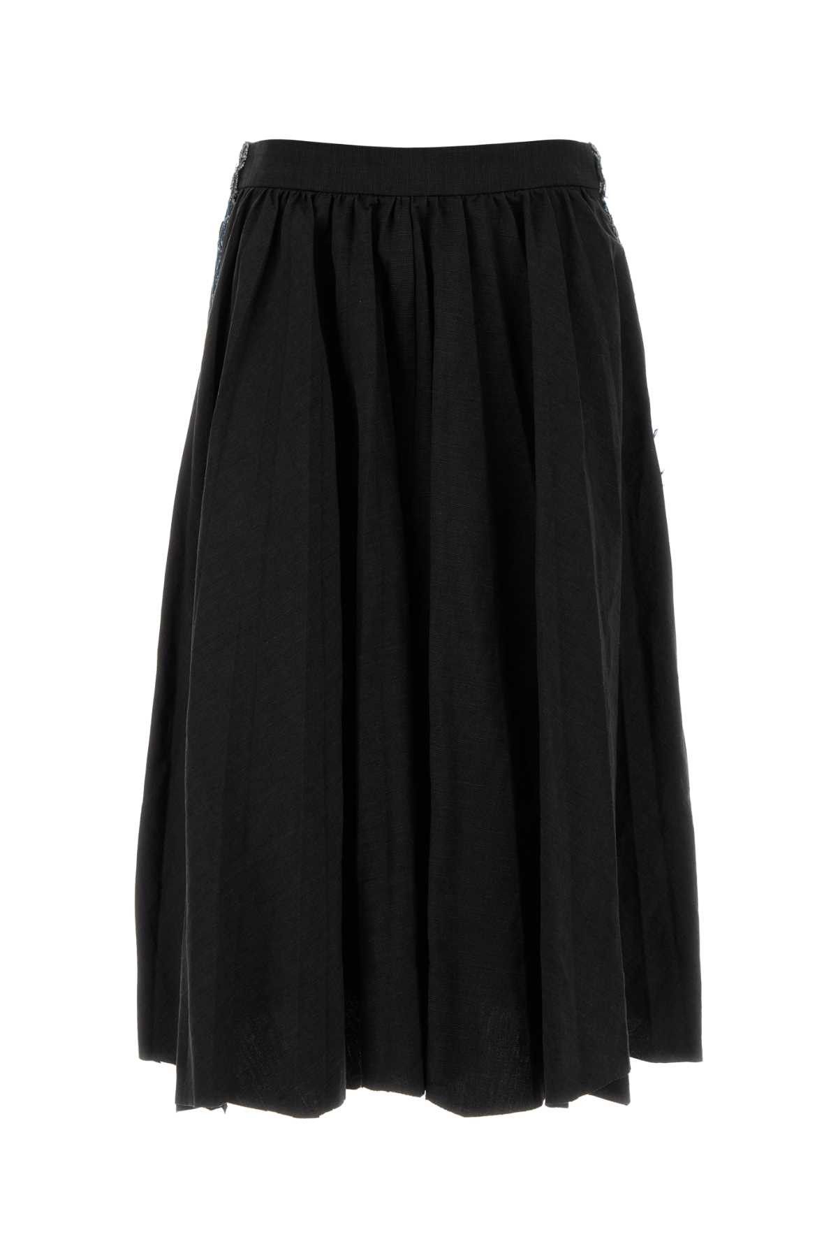 Balenciaga Two-Tone Twill And Denim Skirt Size 27" / US 4 / IT 40 - 1 Thumbnail