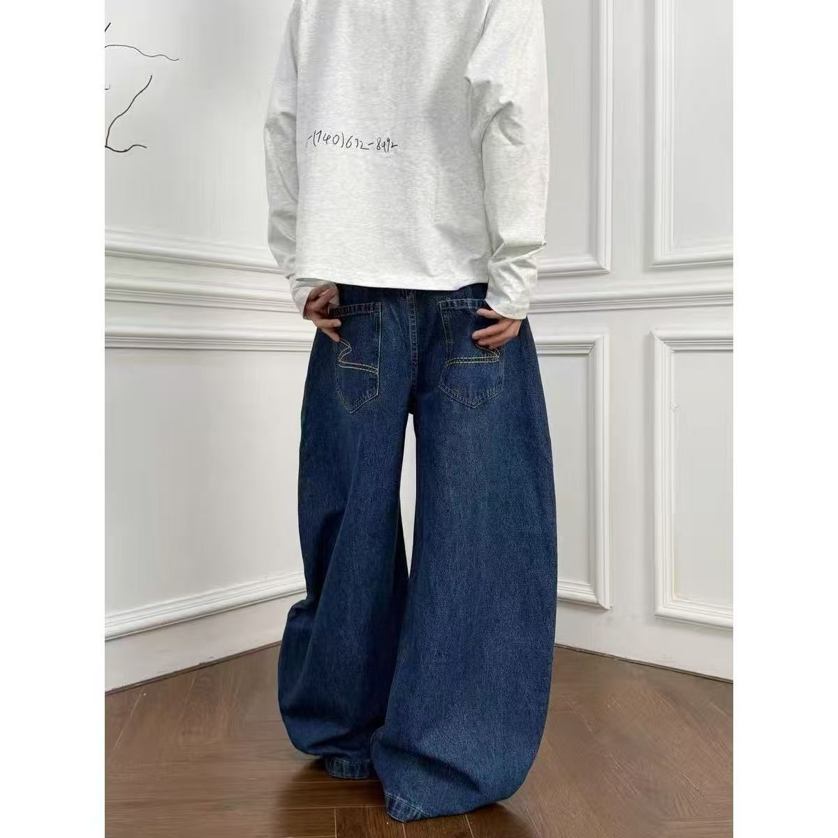 Vintage Men's Blue Washed Distressed Straight Scythe-Cut Jeans Size US 32 / EU 48 - 4 Thumbnail