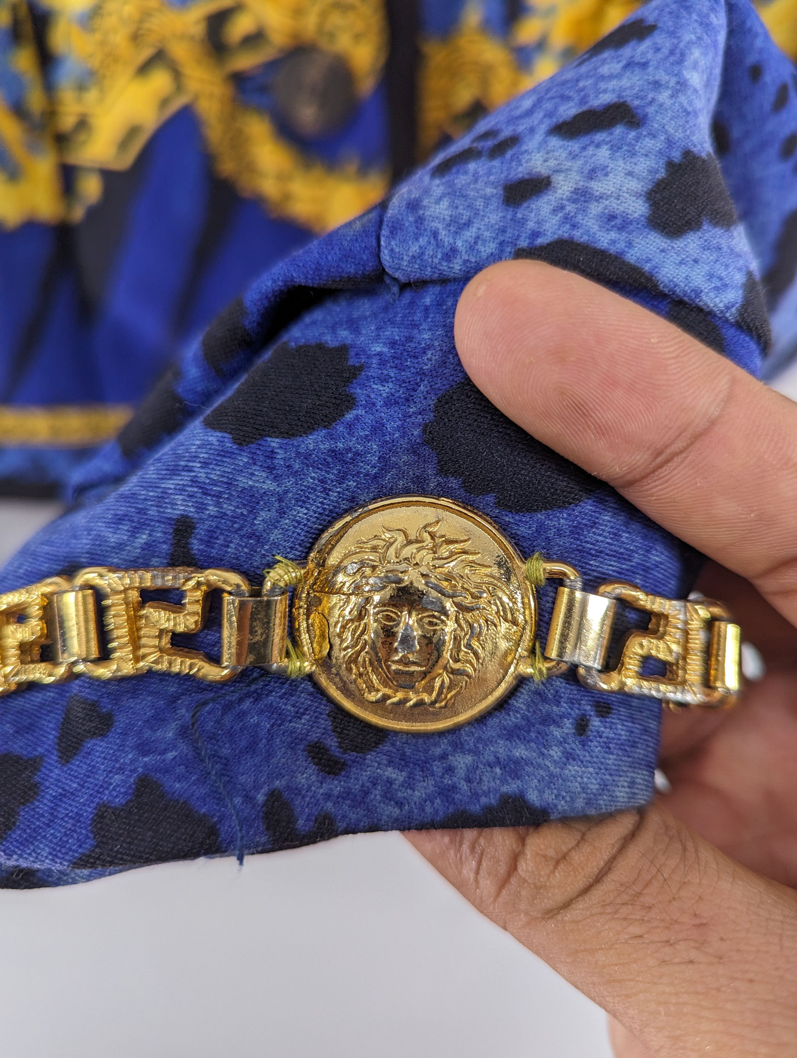 Versace Vintage 90s Gianni Versace Blue Baroque Leopard Print Jacket Size XS / US 0-2 / IT 36-38 - 7 Thumbnail