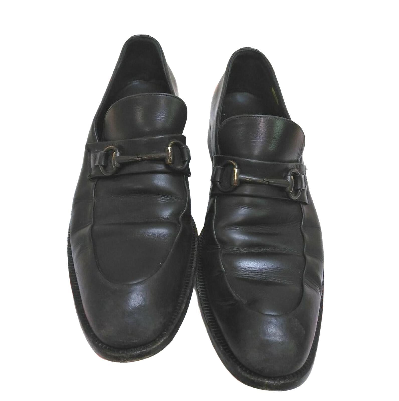 Gucci 80s Gucci Men’s 9W Black Leather Horsebit Loafers – Size US 9 / EU 42 - 1 Thumbnail