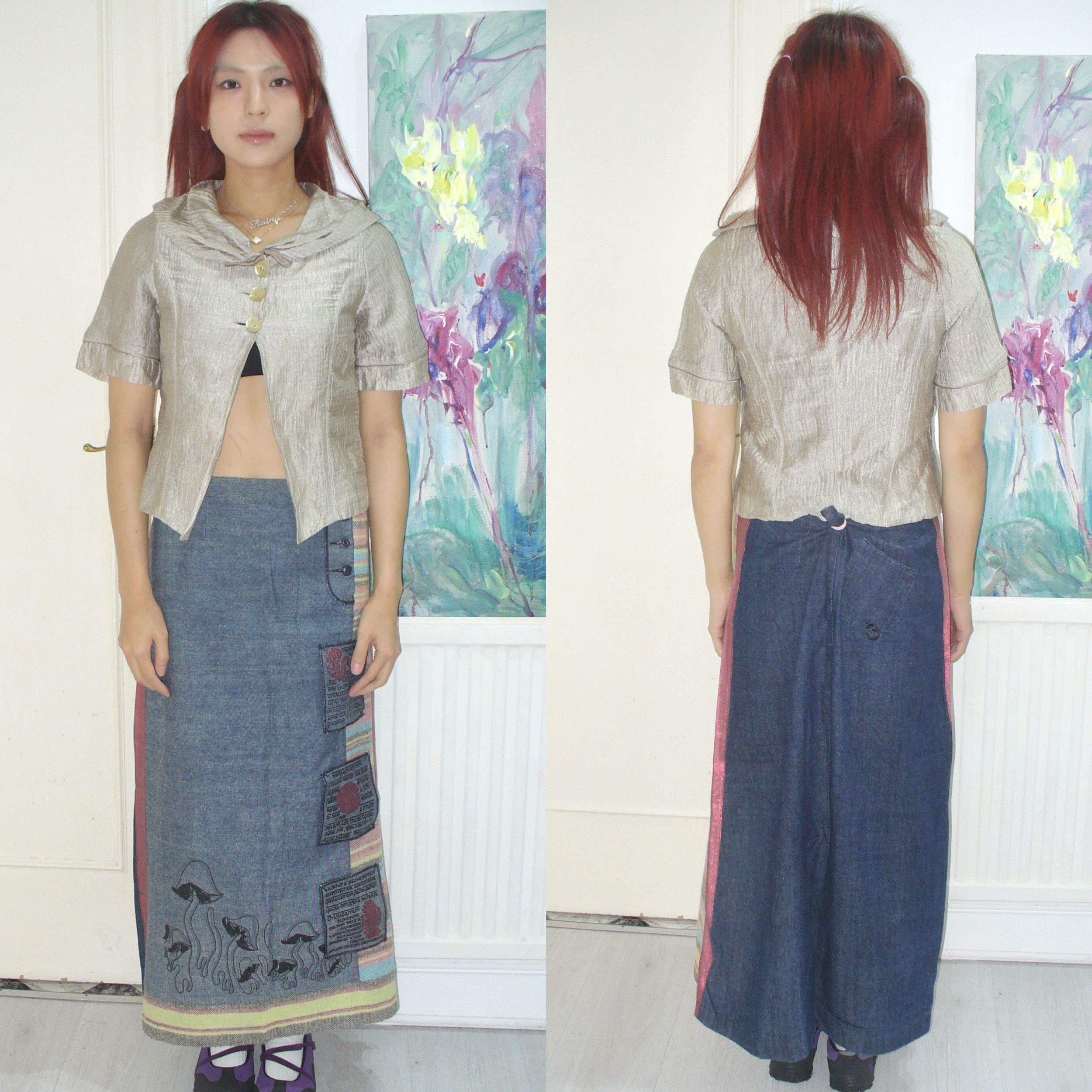 Other 100% cotton mushroom exotic maxi denim skirt Size 32" / US 10 / IT 46 - 4 Thumbnail