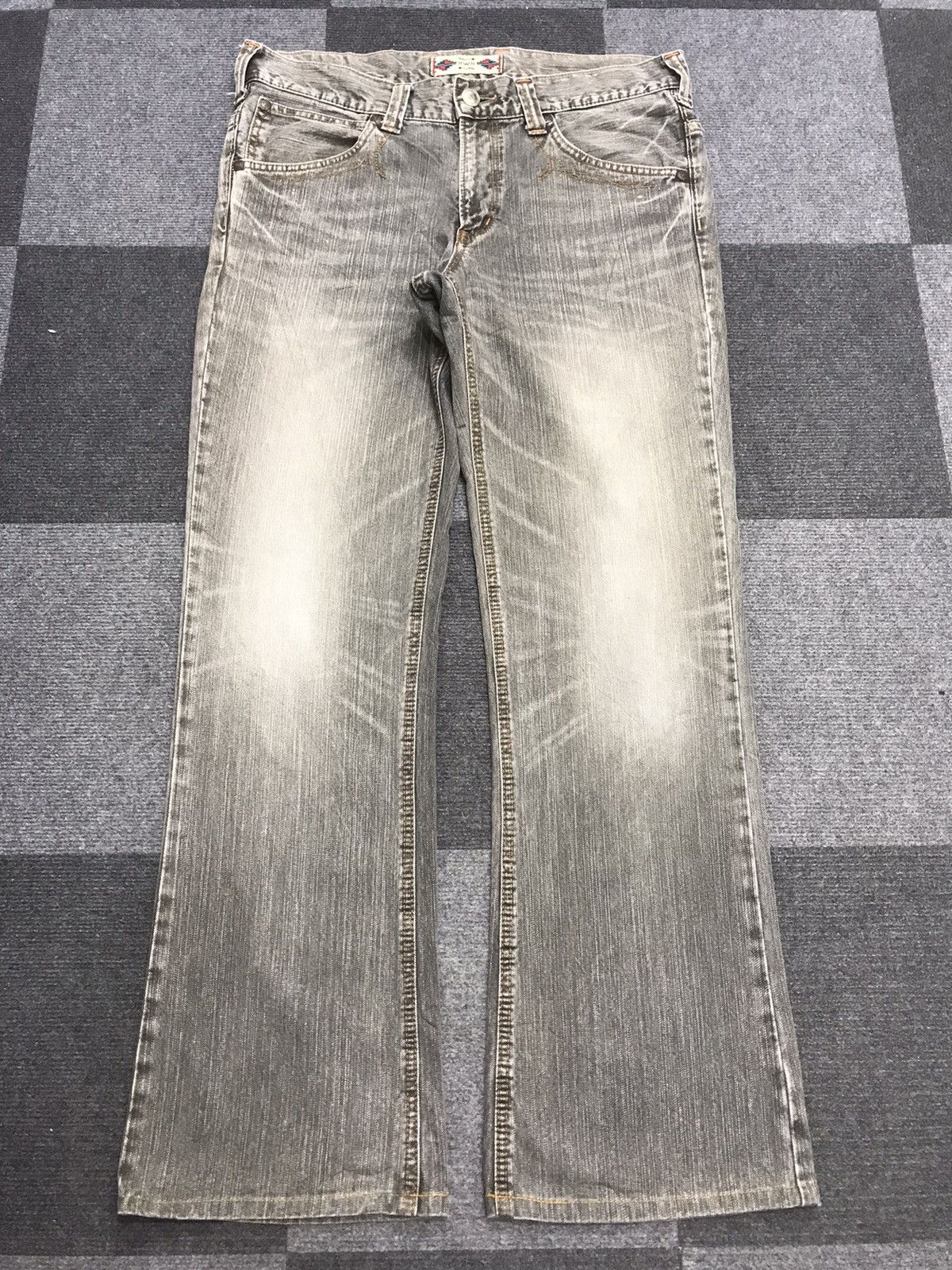 💥FLARE💥EDWIN NAVAJO BLACK WASH SICK FADES WIDE DENIM F251