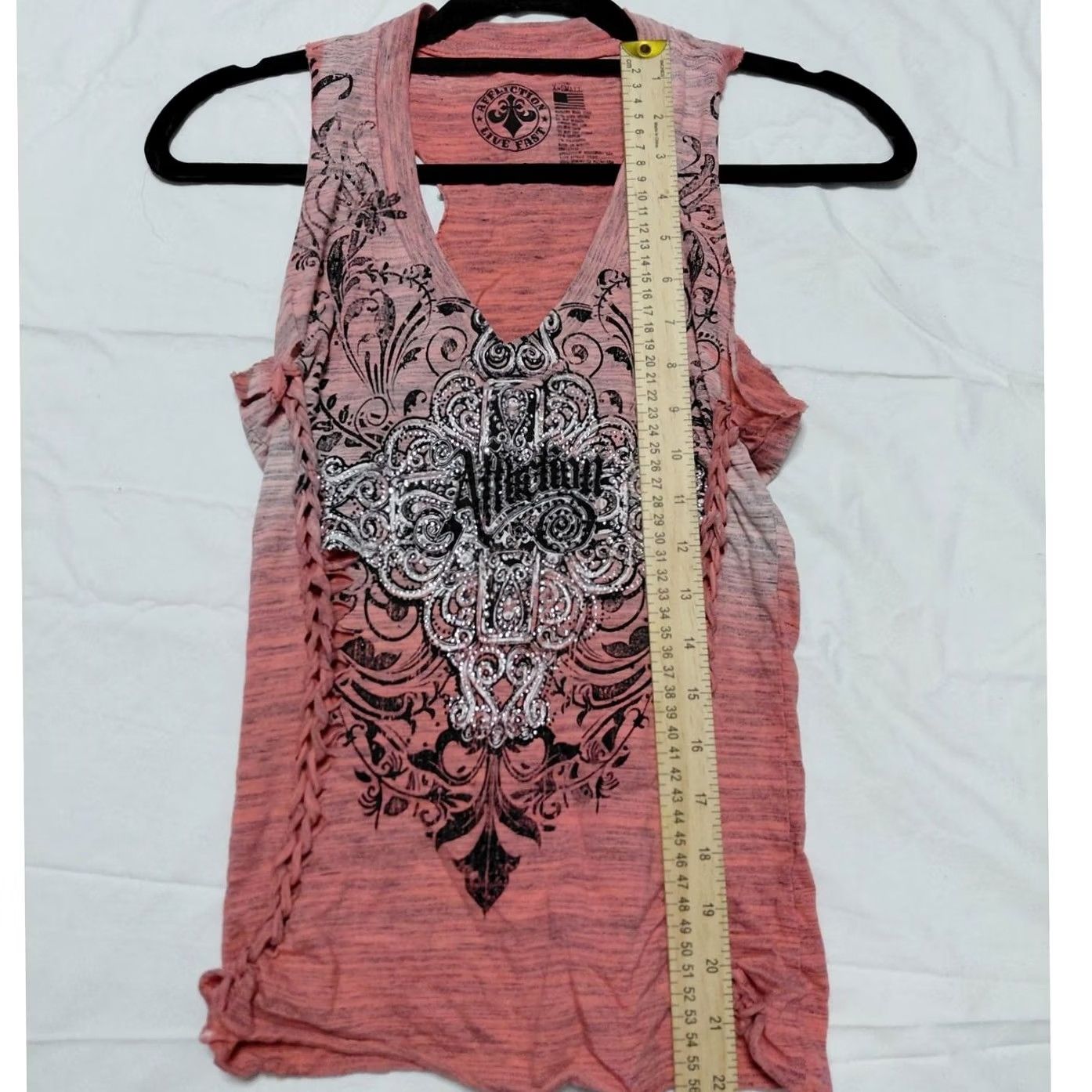 Affliction Affliction Pink Graphic Print Knit Sleeveless Tank Top Women Size XS Size XS / US 0-2 / IT 36-38 - 5 Thumbnail