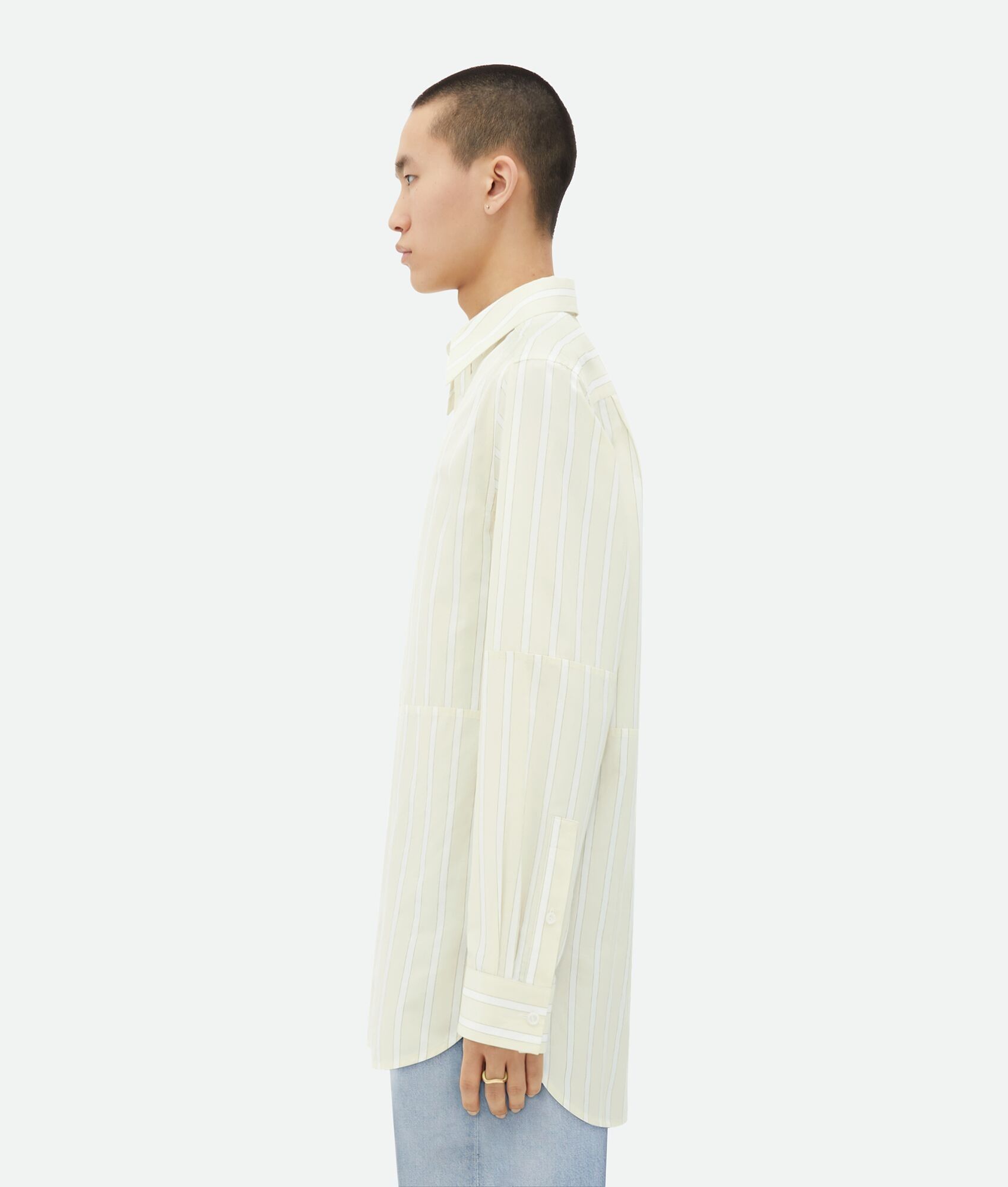 Bottega Veneta o1w1db10525 Cotton Linen Relaxed Striped Shirt Multicolor Size US M / EU 48-50 / 2 - 2 Thumbnail