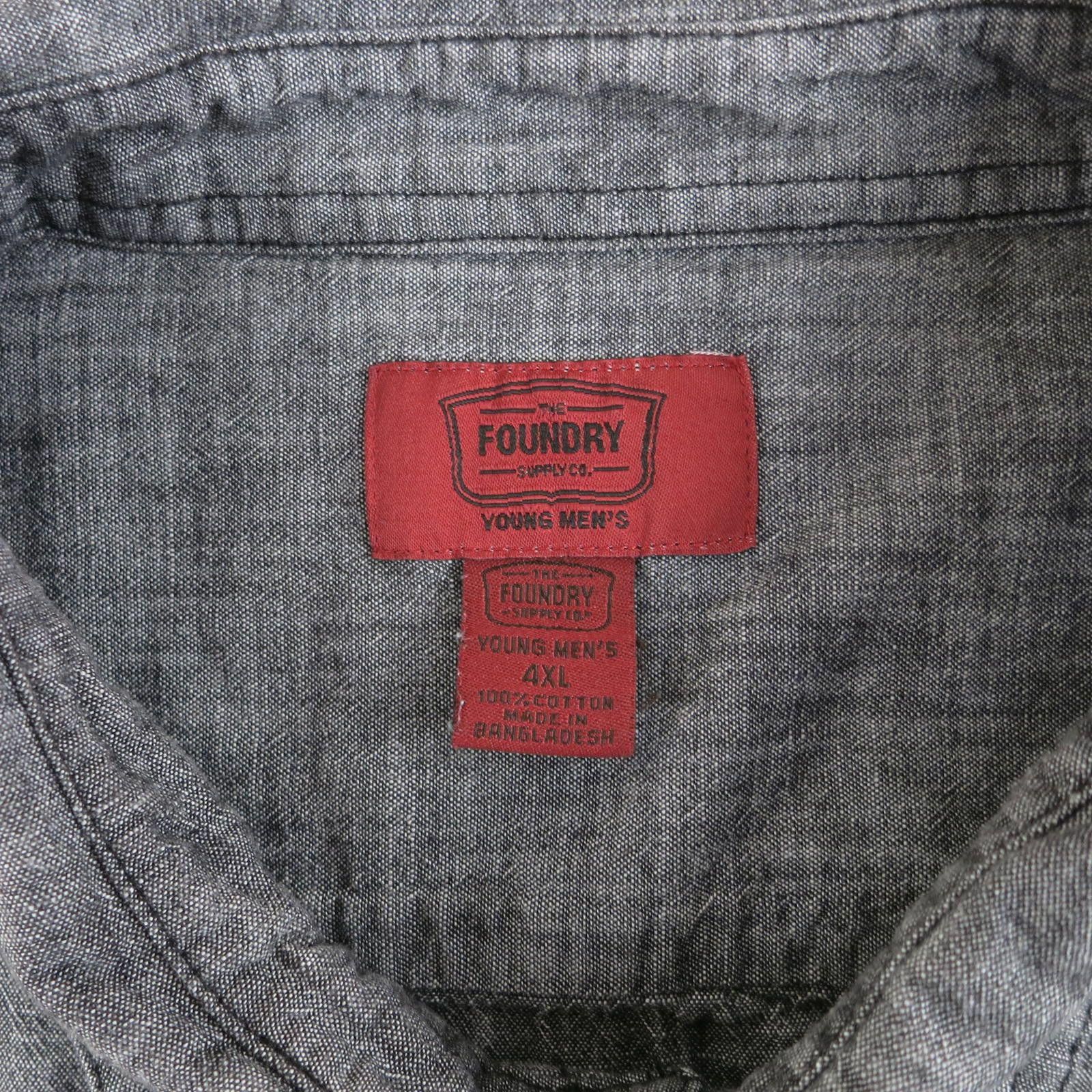 Vintage Foundry Foundry Young Men's 4XL Short Sleeve Button-Up Shirt Gray Size US XXL / EU 58 / 5 - 3 Thumbnail
