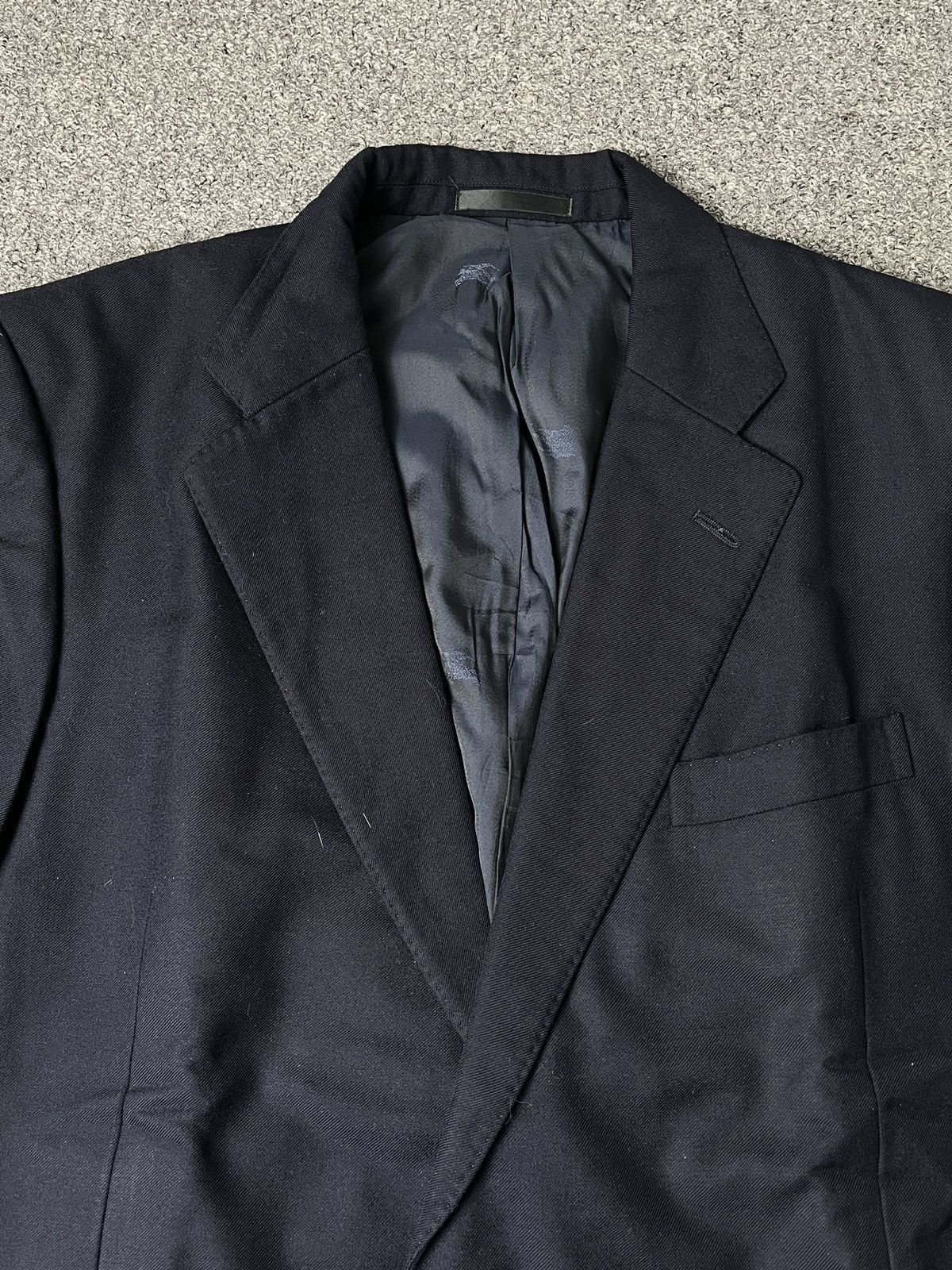 Burberry 80s Burberrys Black Tasmania Wool Blazer Size 44R - 3 Thumbnail