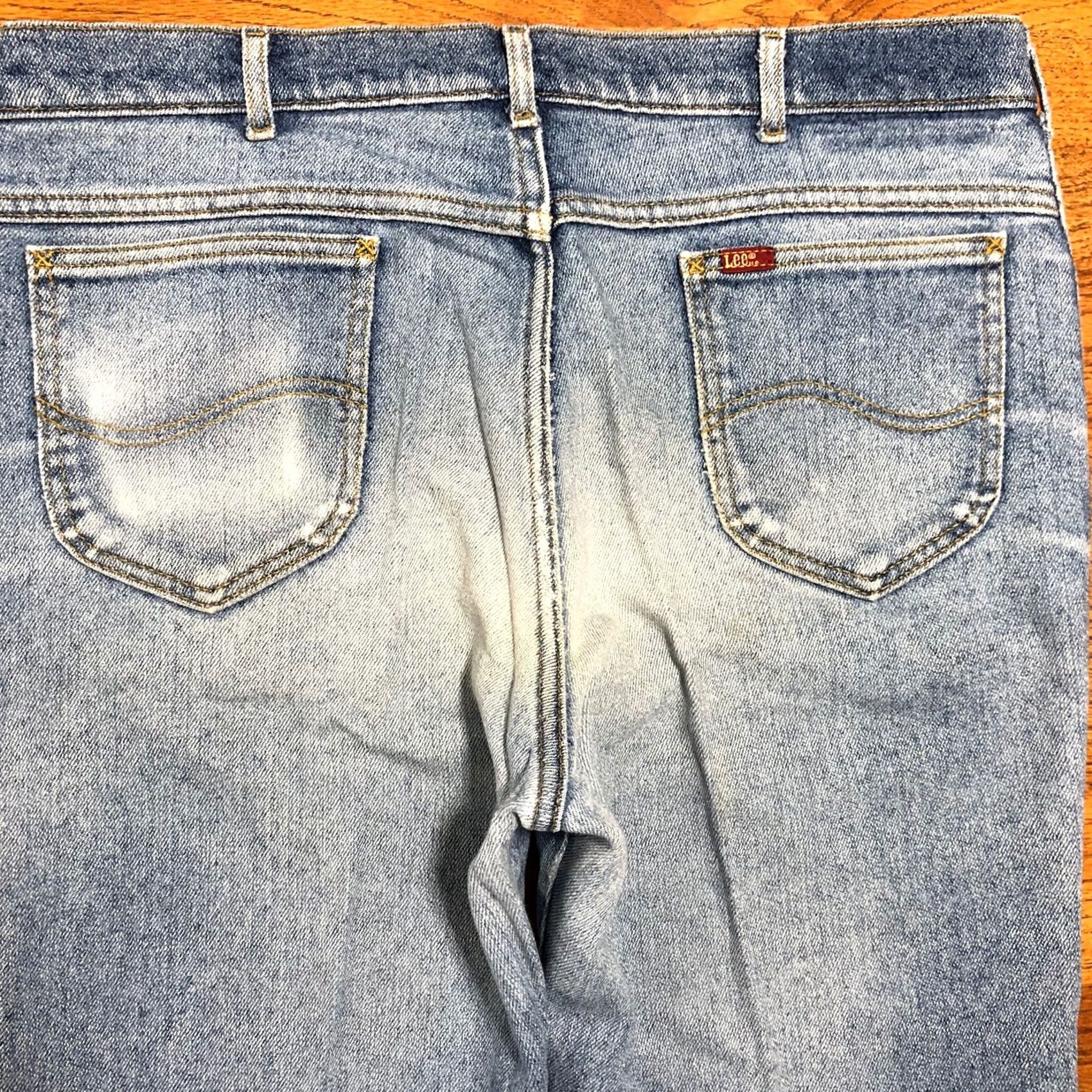 Lee VINTAGE Lee Denim Jeans Mens 37x33 High Rise Straight Western Cowboy 5-Pocket Blue Denim USA 80s 90s Mens Size US 37 - 3 Thumbnail