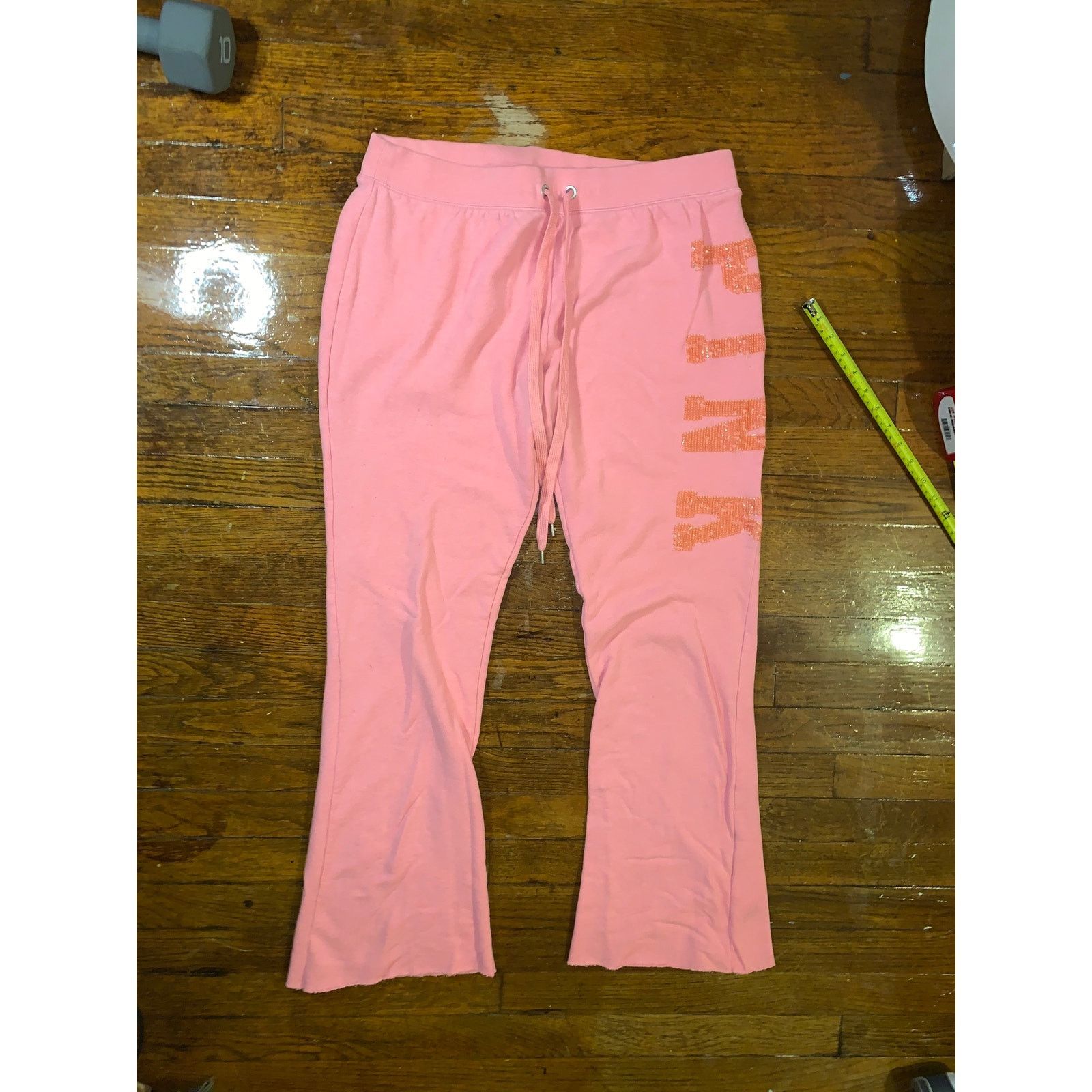 Pink × Victoria's Secret × Vintage VTG Victoria's Secret PINK Flare Sweatpants Y2K Pink Large Size 31" - 4 Thumbnail