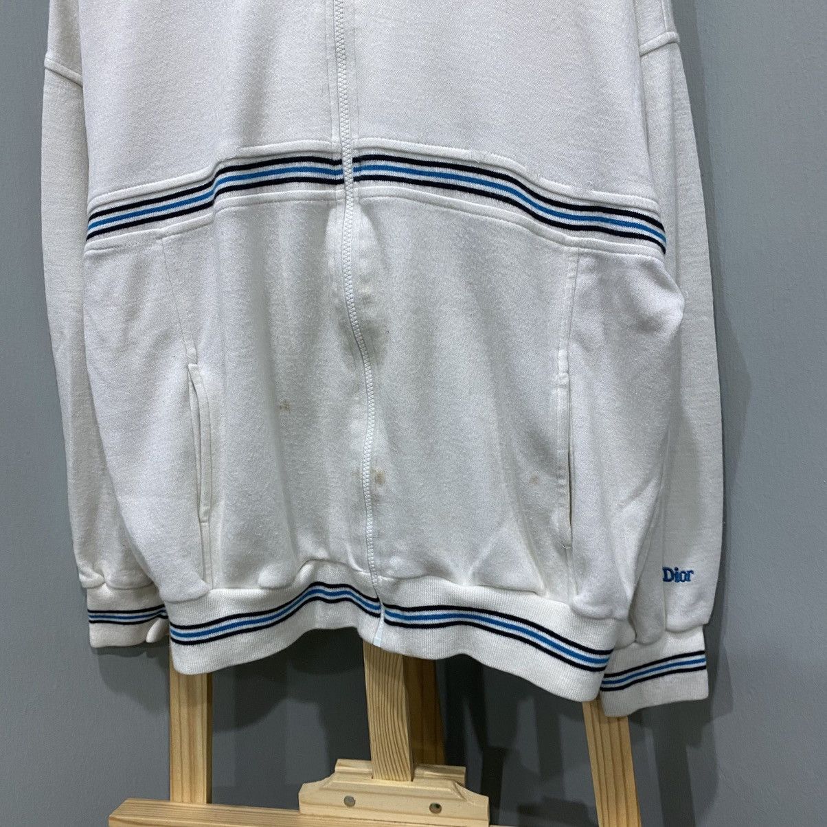 Christian Dior Monsieur Vintage Christian Dior Monsieur Striped Track Jacket White Size US XL / EU 56 / 4 - 4 Thumbnail