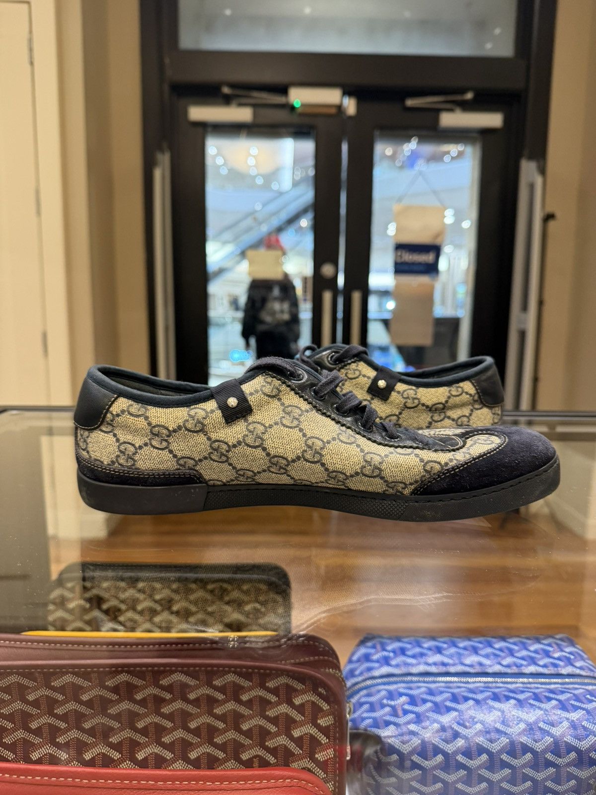 Gucci Gucci Suede GG Supreme Canvas Sneaker Blue Size US 7.5 / EU 40-41 - 3 Thumbnail