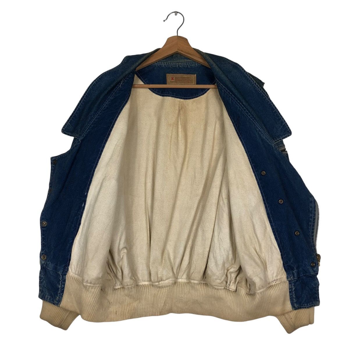 Japanese Brand 🔥VINTAGE BOMBER JACKET DENIM ZIG ZAG DOUBLE COLLAR Size US M / EU 48-50 / 2 - 15 Thumbnail