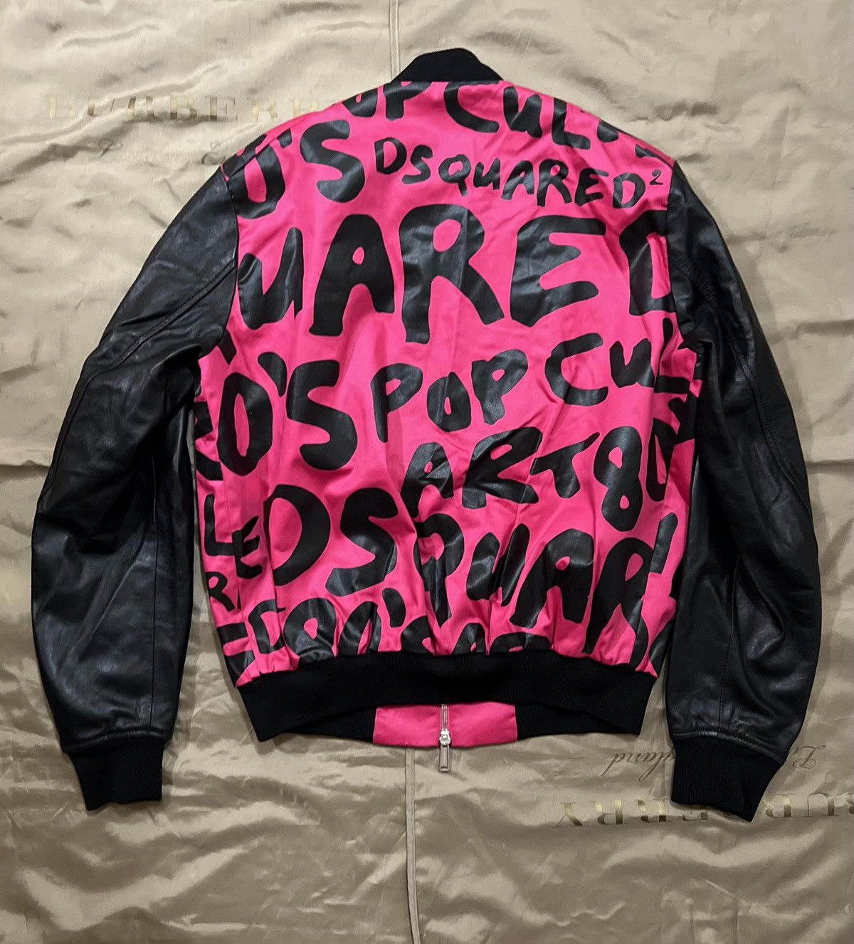 Dsquared2 Dsquared2 Men’s ’80S POP ART’ Print Leather Bomber size 50 Size US M / EU 48-50 / 2 - 7 Thumbnail