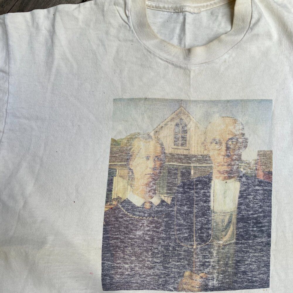 Vintage Vintage 1988 American Gothic Grant Wood Artwork T Shirt Lar Size US L / EU 52-54 / 3 - 7 Thumbnail