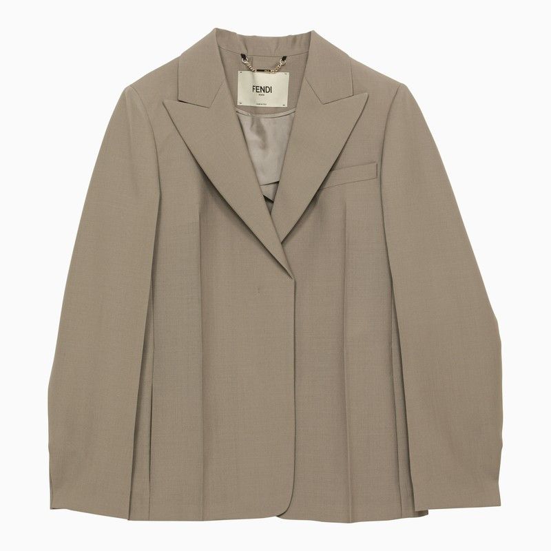 image of Fendi Single-Breasted Jacket In Turtledove Mohair in Grey, Women's (Size XS)