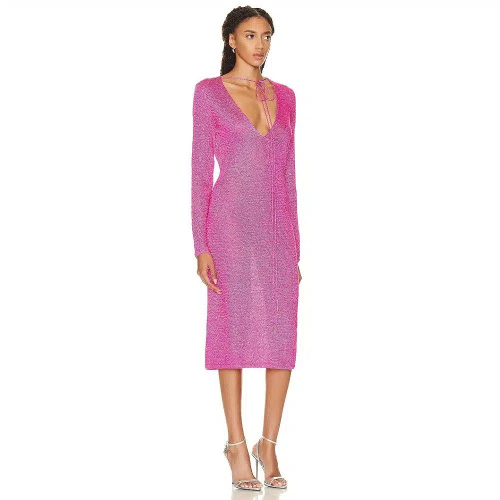 Tom Ford o1loc1c0225 CK372 Viscose Knitted Dress in Fuchsia Size M / US 6-8 / IT 42-44 - 2 Thumbnail