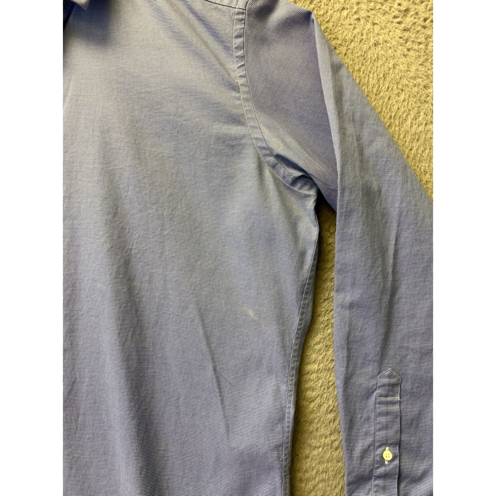 David Donahue DAVID DONAHUE Mens Button Shirt 17 34/35 Blue Cotton Dress Shirt Casual Business Party 17 Neck Spread Collar Barrel Cuff Size US XL / EU 56 / 4 - 4 Thumbnail