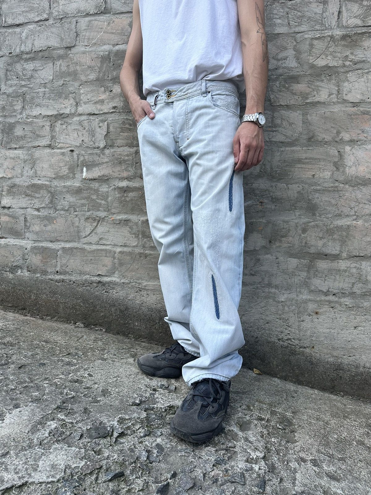 Diesel × Vintage Vintage Y2K Diesel Patched Distressed Jeans Pants Size US 34 / EU 50 - 2 Thumbnail