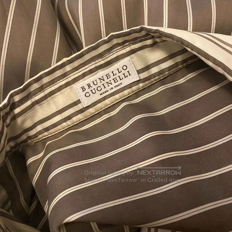 Brunello Cucinelli Brunello Cucinelli Silk Stripe Shirt. Size US M / EU 48-50 / 2 - 3 Thumbnail