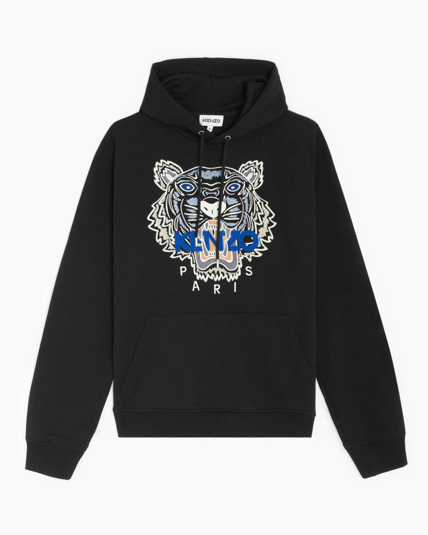 image of Kenzo Embroidered Tiger Hoodie in Black, Men's (Size XL)