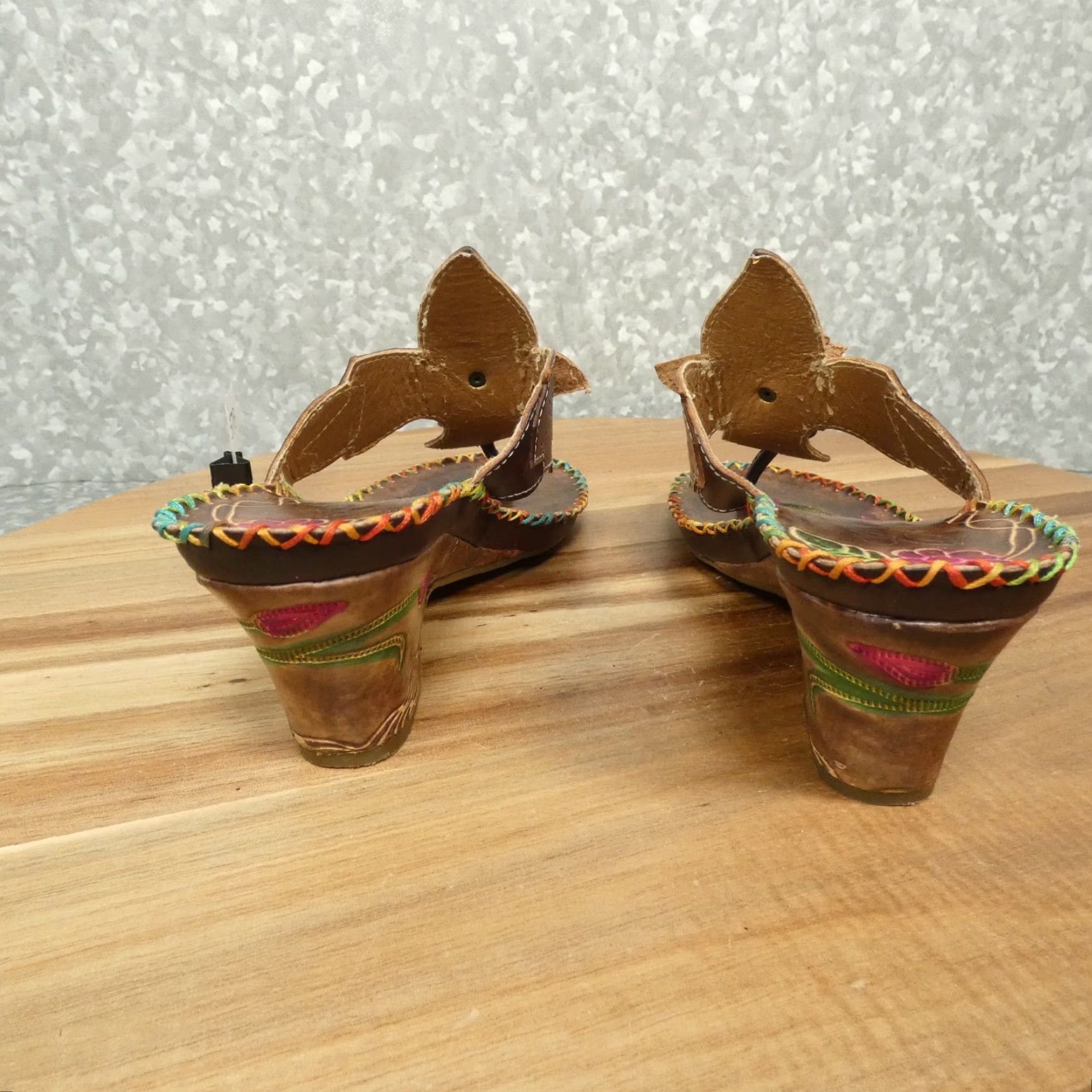 Vintage Corky's Elite Sandals Womens 7 Brown Red Leather Thong Size US 7 / IT 37 - 4 Thumbnail