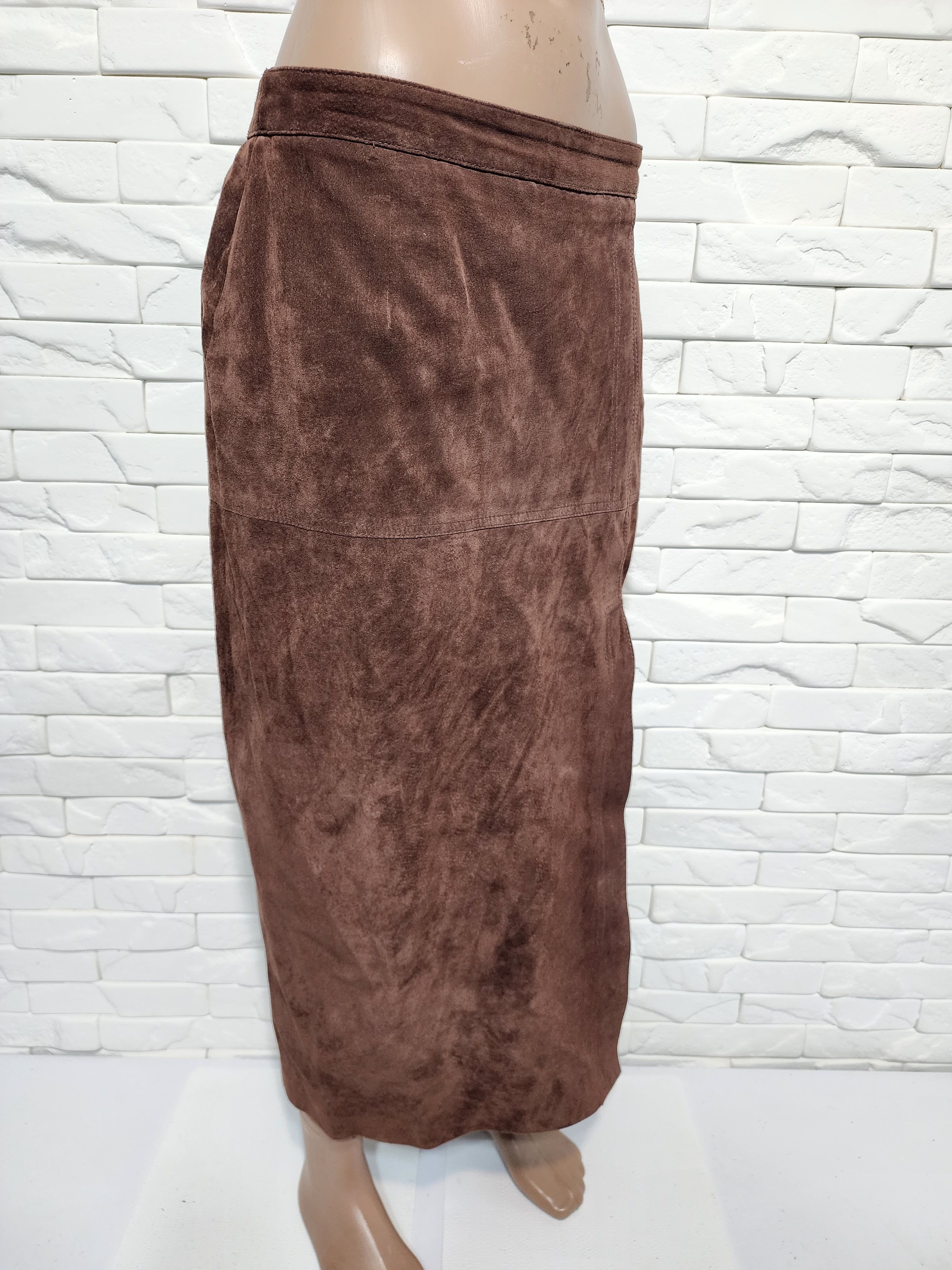 Genuine Leather Brown Suede Leather Skirt Size 30" / US 8 / IT 44 - 3 Thumbnail