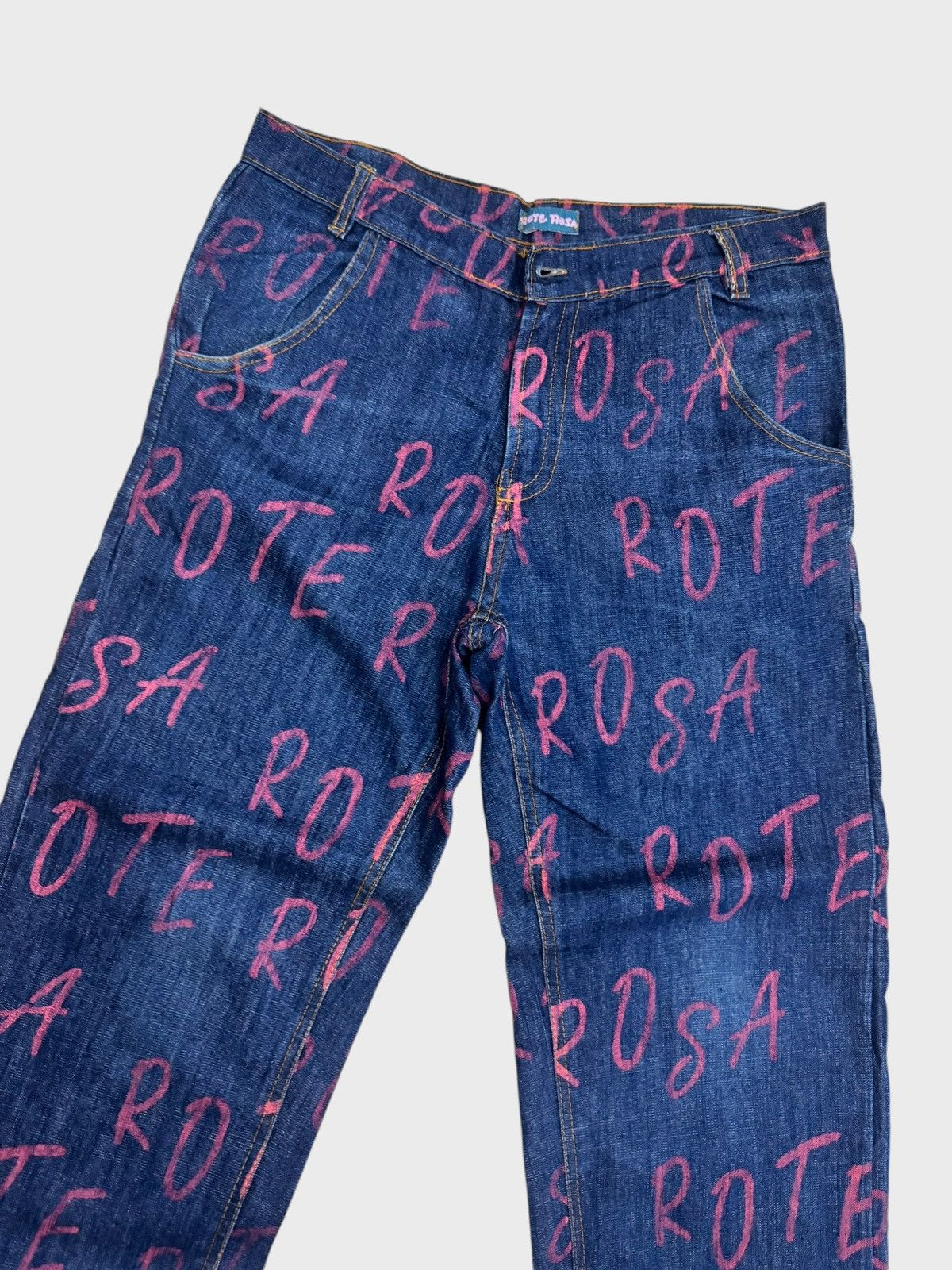 Japanese Brand ROTE ROSA All Print Distressted Denim Jeans Size US 32 / EU 48 - 5 Thumbnail