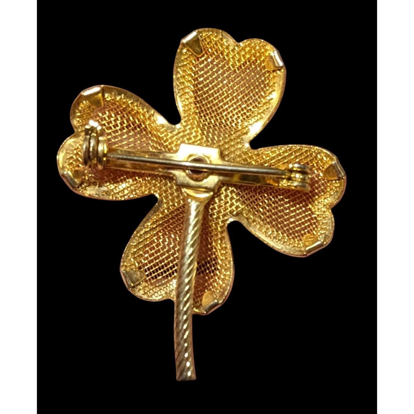 Other Vintage Gold Tone Mesh Four Leaf Clover Brooch Size ONE SIZE - 3 Thumbnail