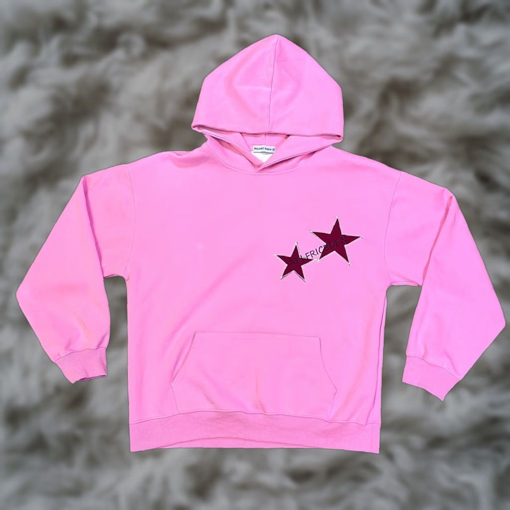Vintage Aelfric Eden Hoodie Womens Medium Pink Star Oversized Fleece Sweatshirt Pullover Size M / US 6-8 / IT 42-44 - 1 Thumbnail