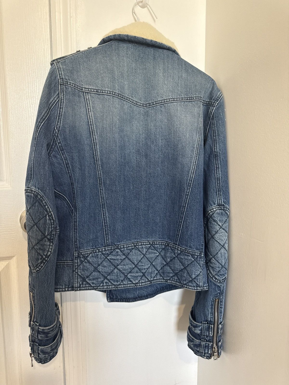 Balmain balmain Faux Shearling-Lined Denim Biker Jacket It 48 Size US M / EU 48-50 / 2 - 9 Thumbnail