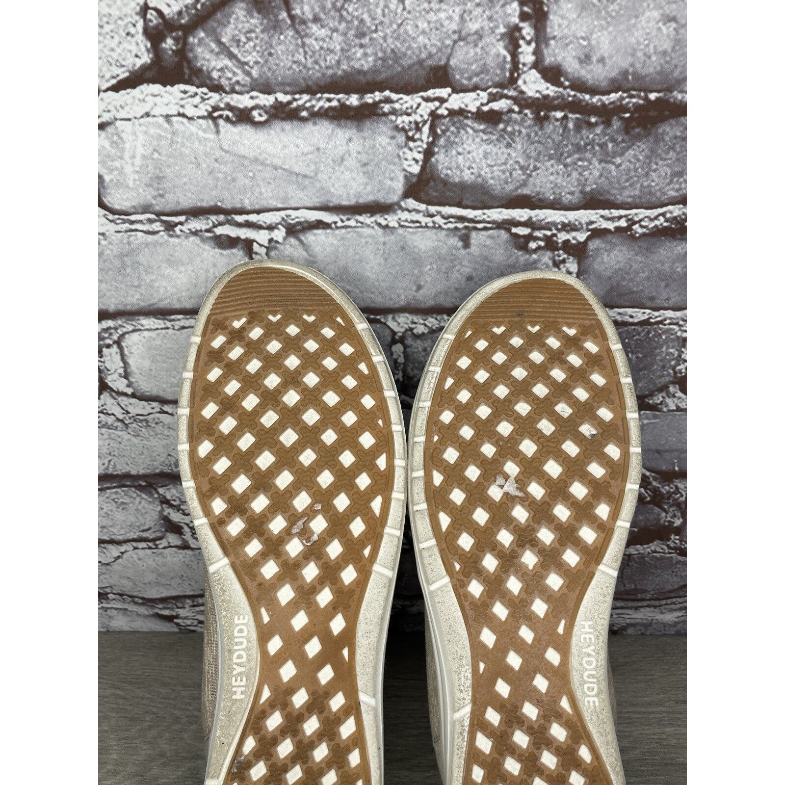 Other Hey Dude Paul Chambray Beige Canvas Fabric Lace Up Shoes Men Size US 12 / EU 45 - 22 Thumbnail