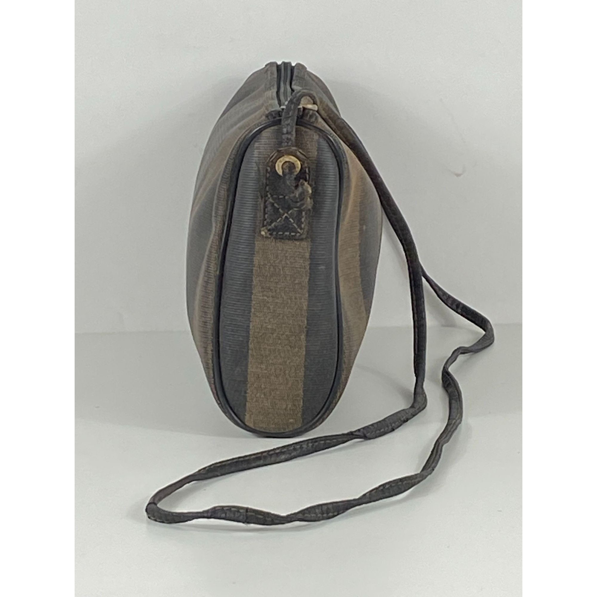 Fendi VTG 80s Fendi Pequin Striped Coated Canvas Crossbody Purse W Size ONE SIZE - 2 Thumbnail
