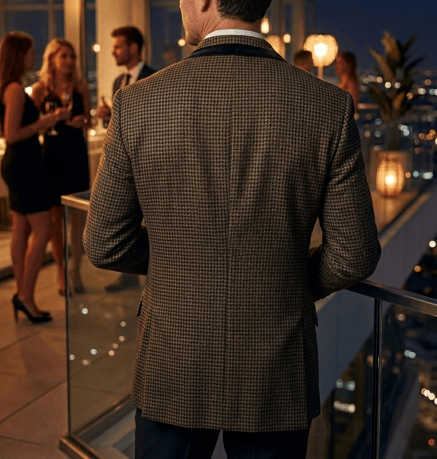 Jones New York Men's Vintage Jones New York Wool Houndstooth Blazer Jacket Size 44R - 2 Thumbnail