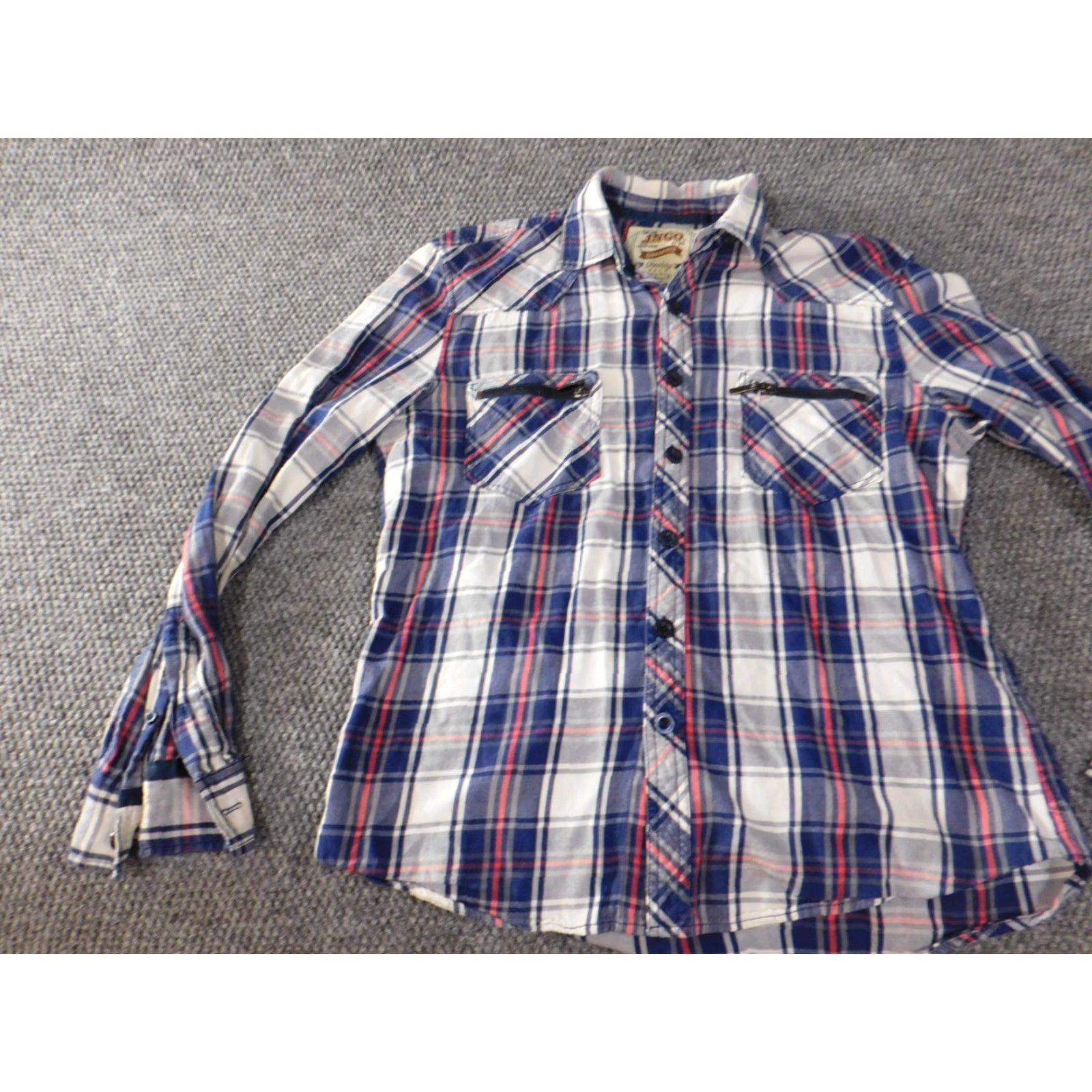 JNCO VINTAGE JNCO Shirt Mens M blue plaid long sleeve button-up collared 90s casual Size US M / EU 48-50 / 2 - 3 Thumbnail