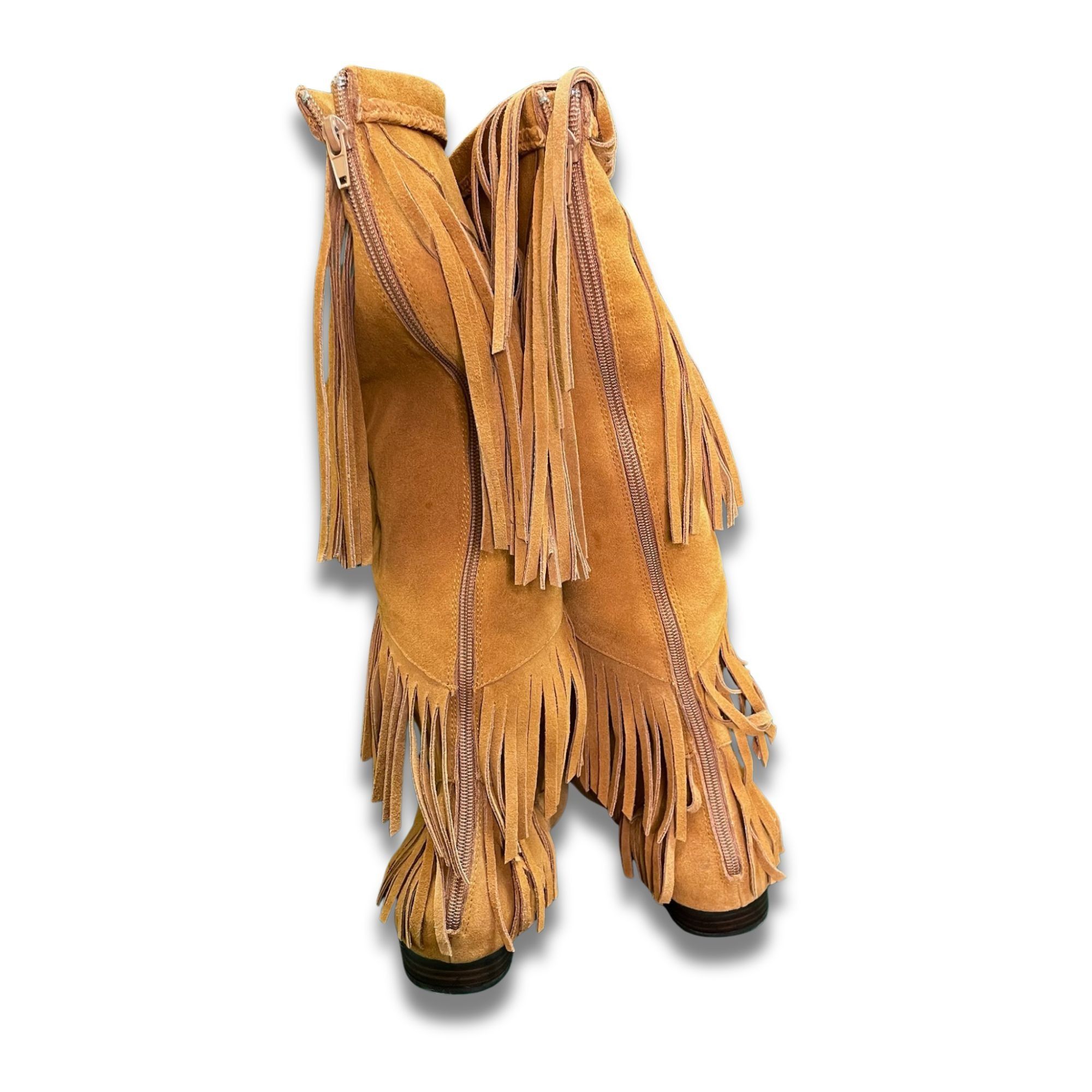 Other Stricca Fringe Suede Boots Size 10 Tan Western Style Made In Size US 10 / IT 40 - 4 Thumbnail