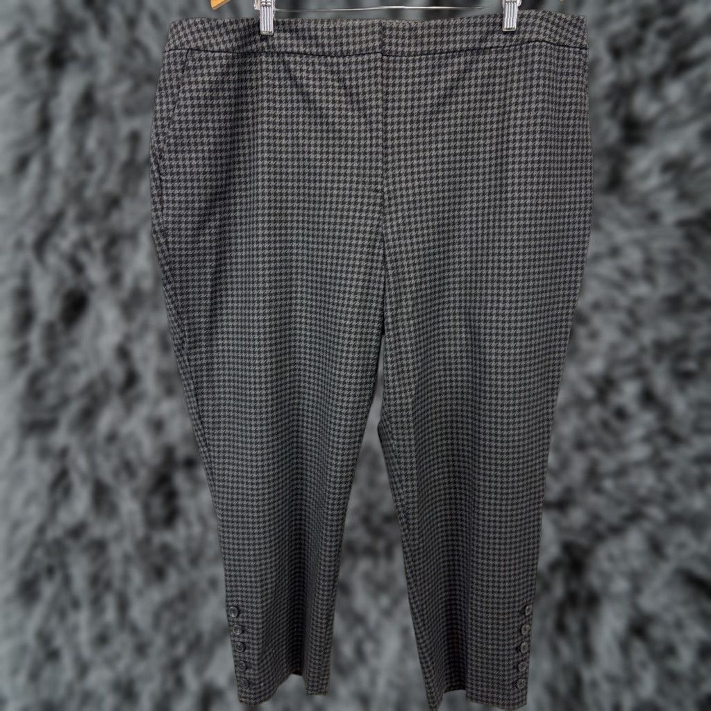NEW Talbots Houndstooth Ankle Pants Plus Size 24W Grey Black Womens