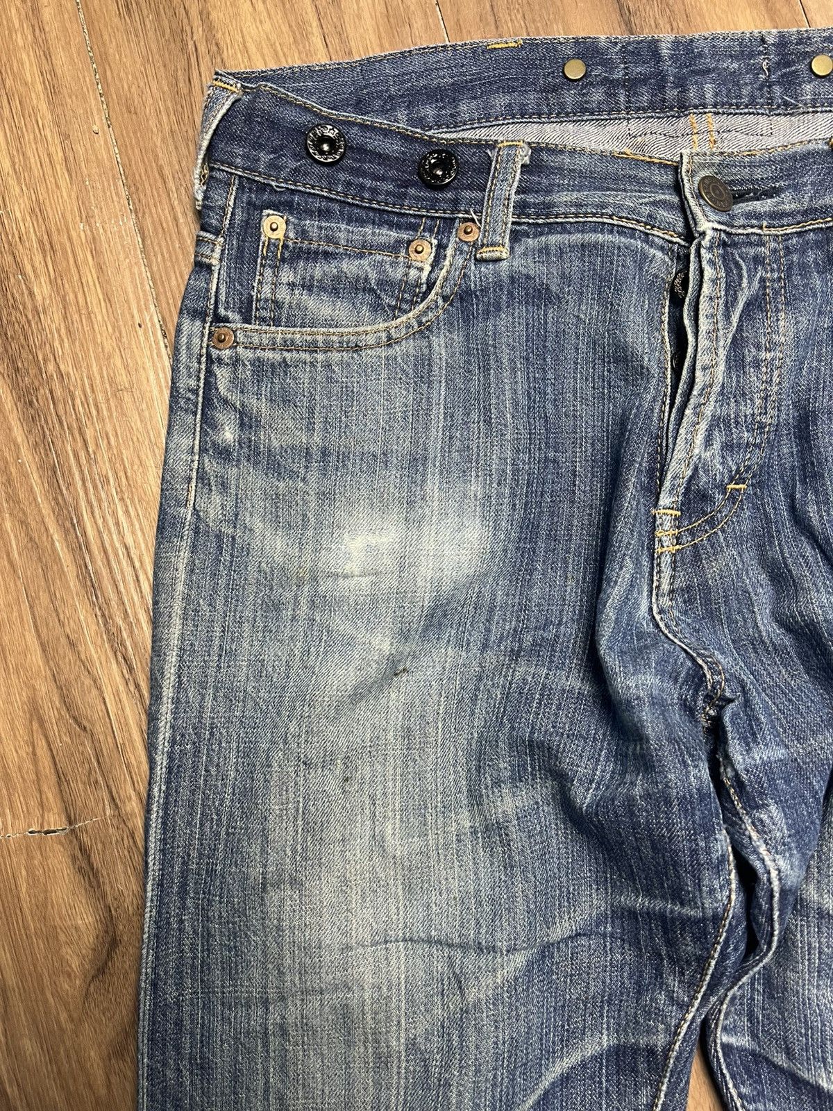 Beams Japan BEAMS BOY Japan Vintage Style Buckle Back Denim Jeans (45) Size 31" - 3 Thumbnail